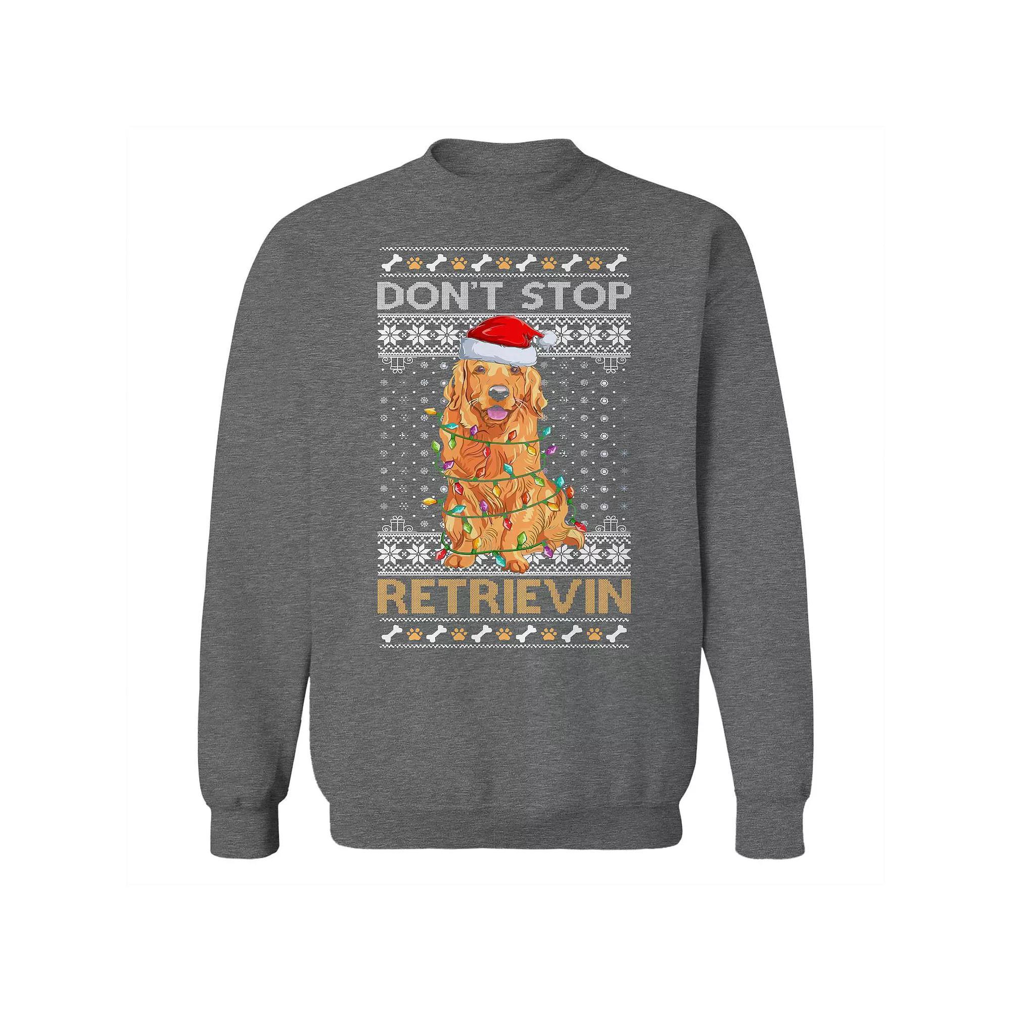 Men's Christmas Sweater Stop Retrievin Graphic Sweatshirt, Size: Medium, Grey Heather Product Image