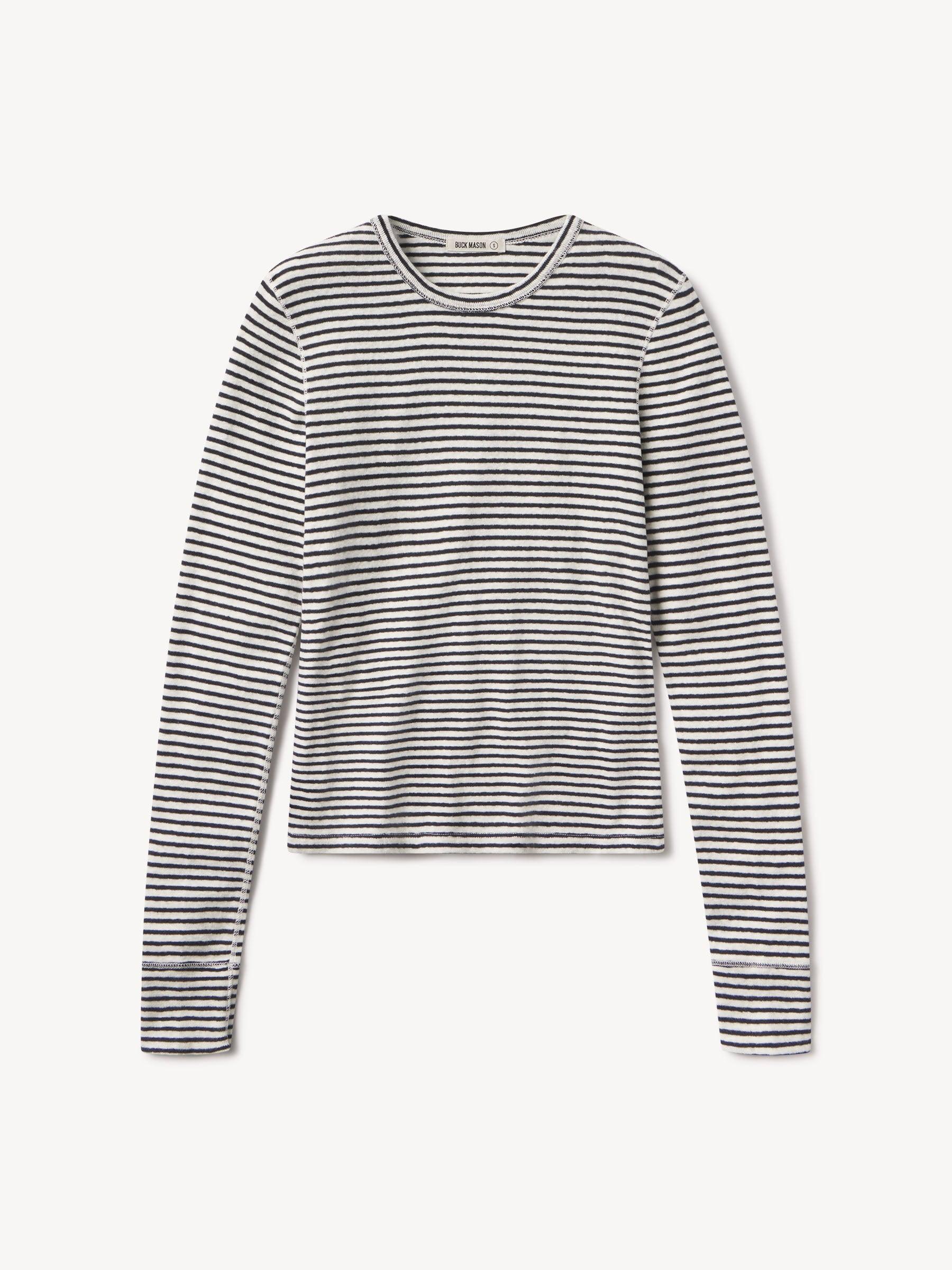 Natural / Navy Stripe Heirloom Rib L/S Crew Product Image