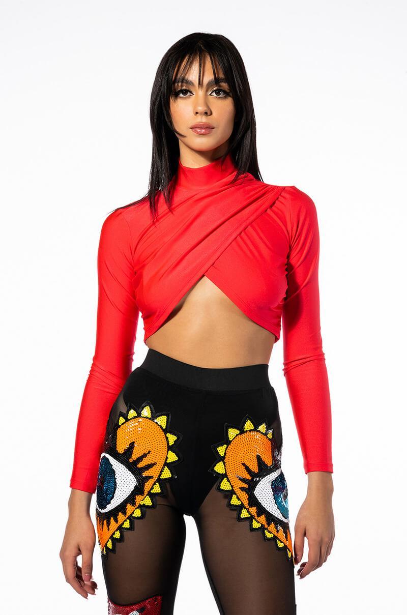 TIA WRAP FITTED LONG SLEEVE TOP Product Image