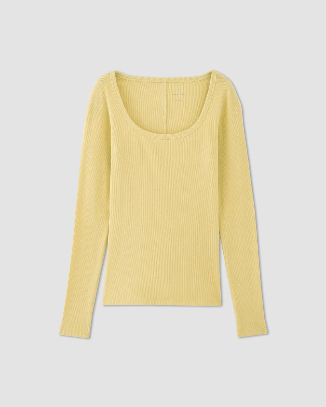 The Luxe Rib Long-Sleeve Scoop-Neck Tee Product Image