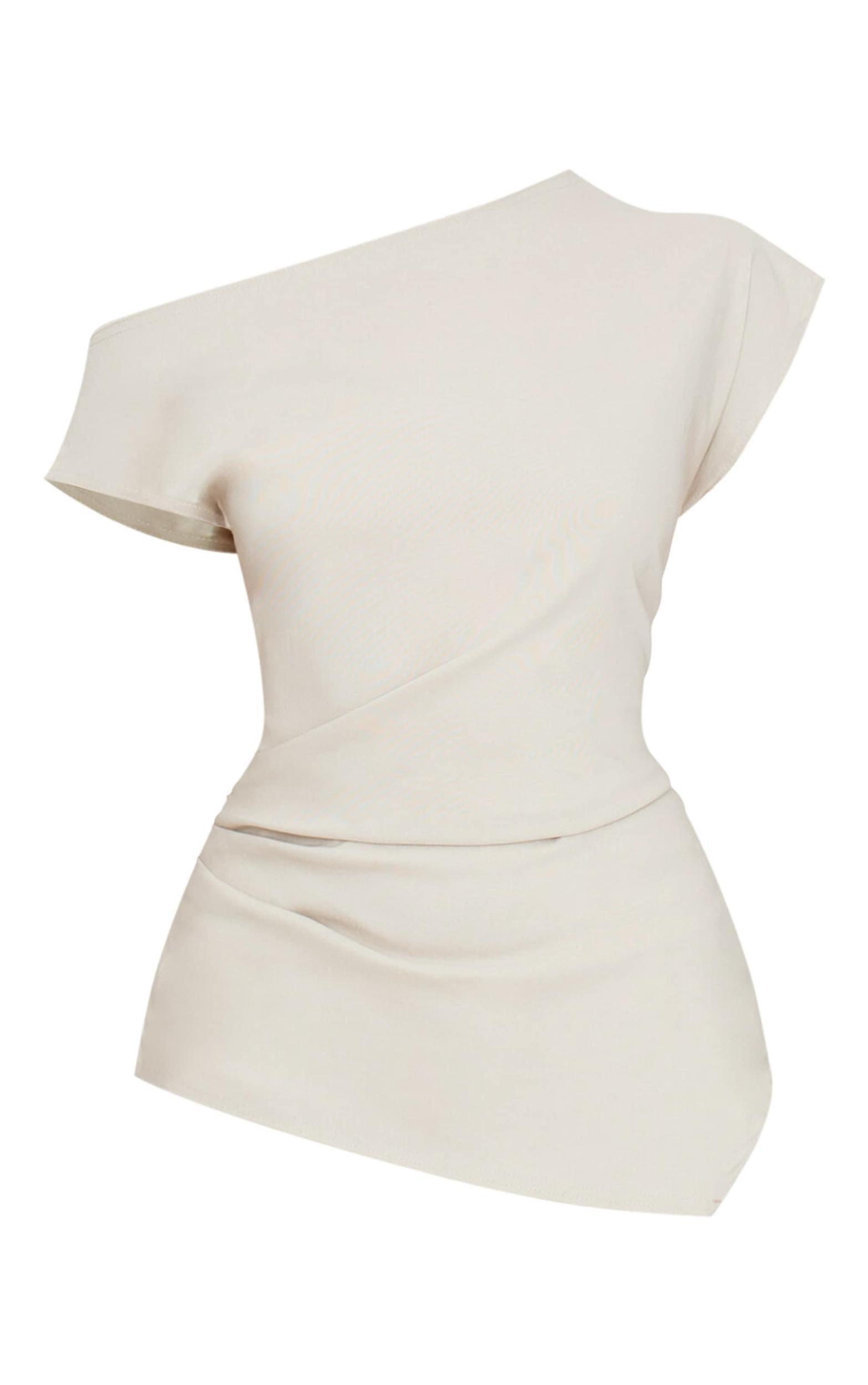 Stone Bengaline Slouch Asymmetric Long Top Product Image
