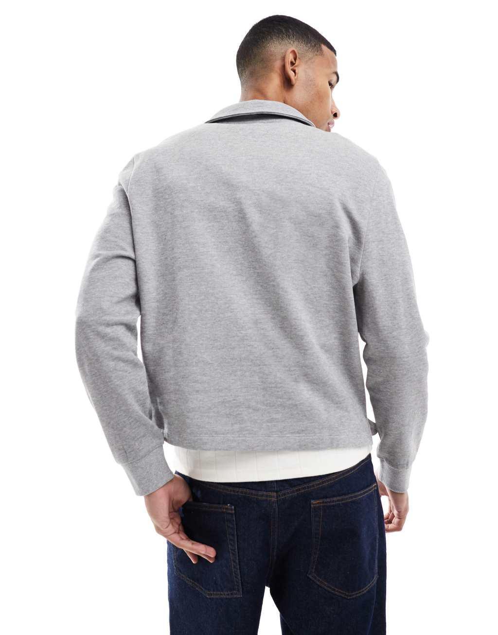 ASOS DESIGN boxy sweatshirt with zip in gray heather Product Image