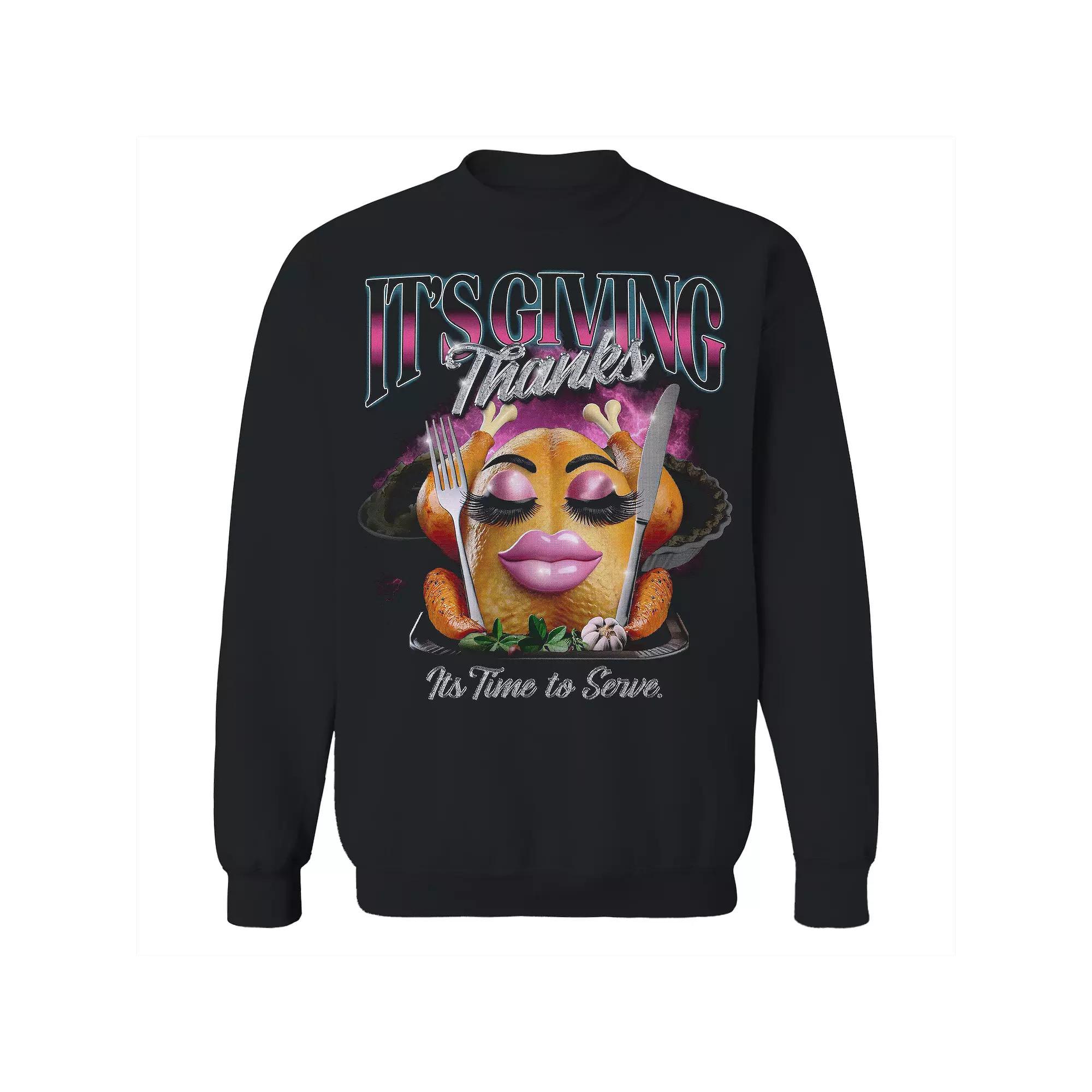 Men's COLAB89 Its Giving Thanks Thanksgiving Graphic Sweatshirt, Size: Medium, Black Product Image