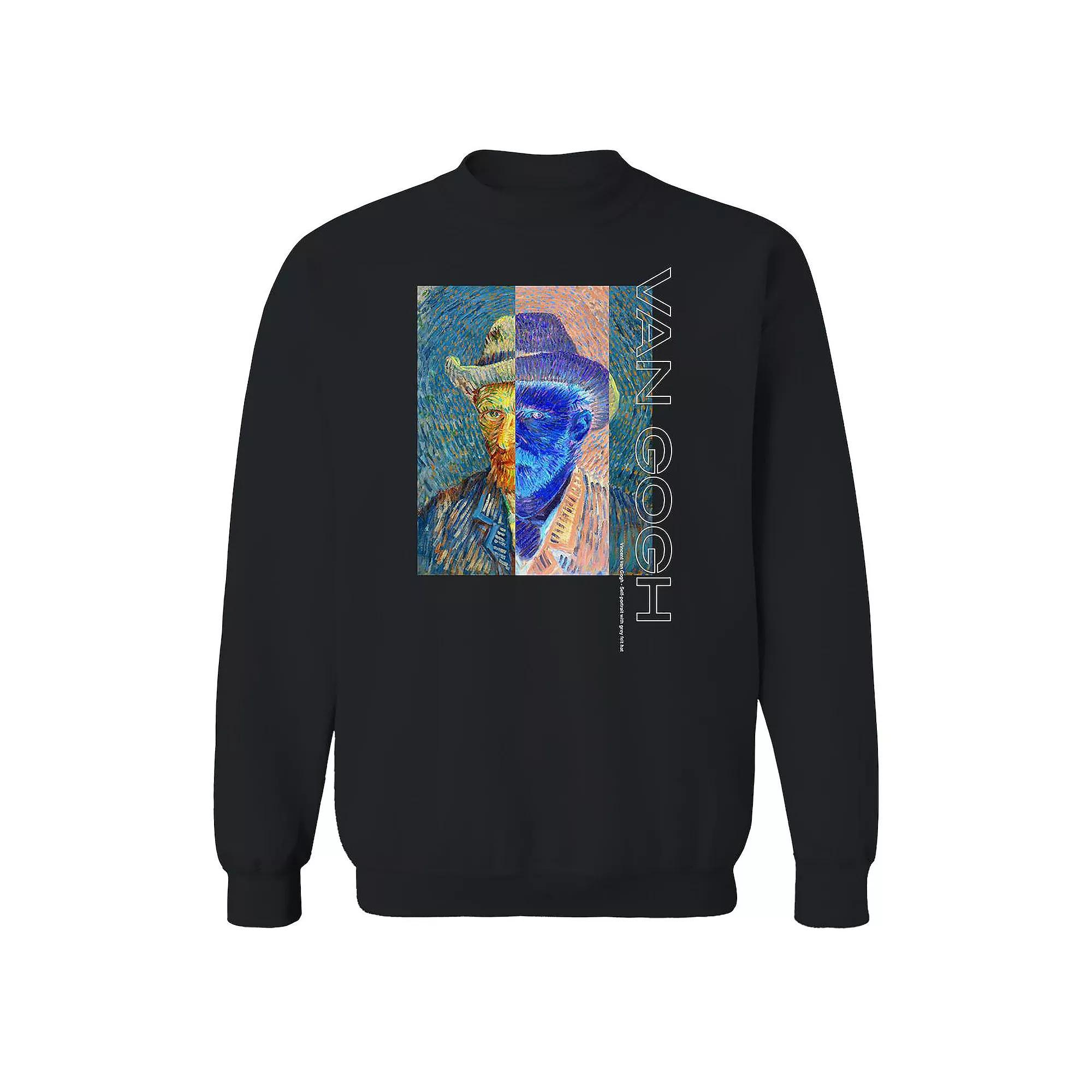 Men's apoh - Van Gogh Grey Felt Hat Graphic Sweatshirt, Size: Small, Black Product Image