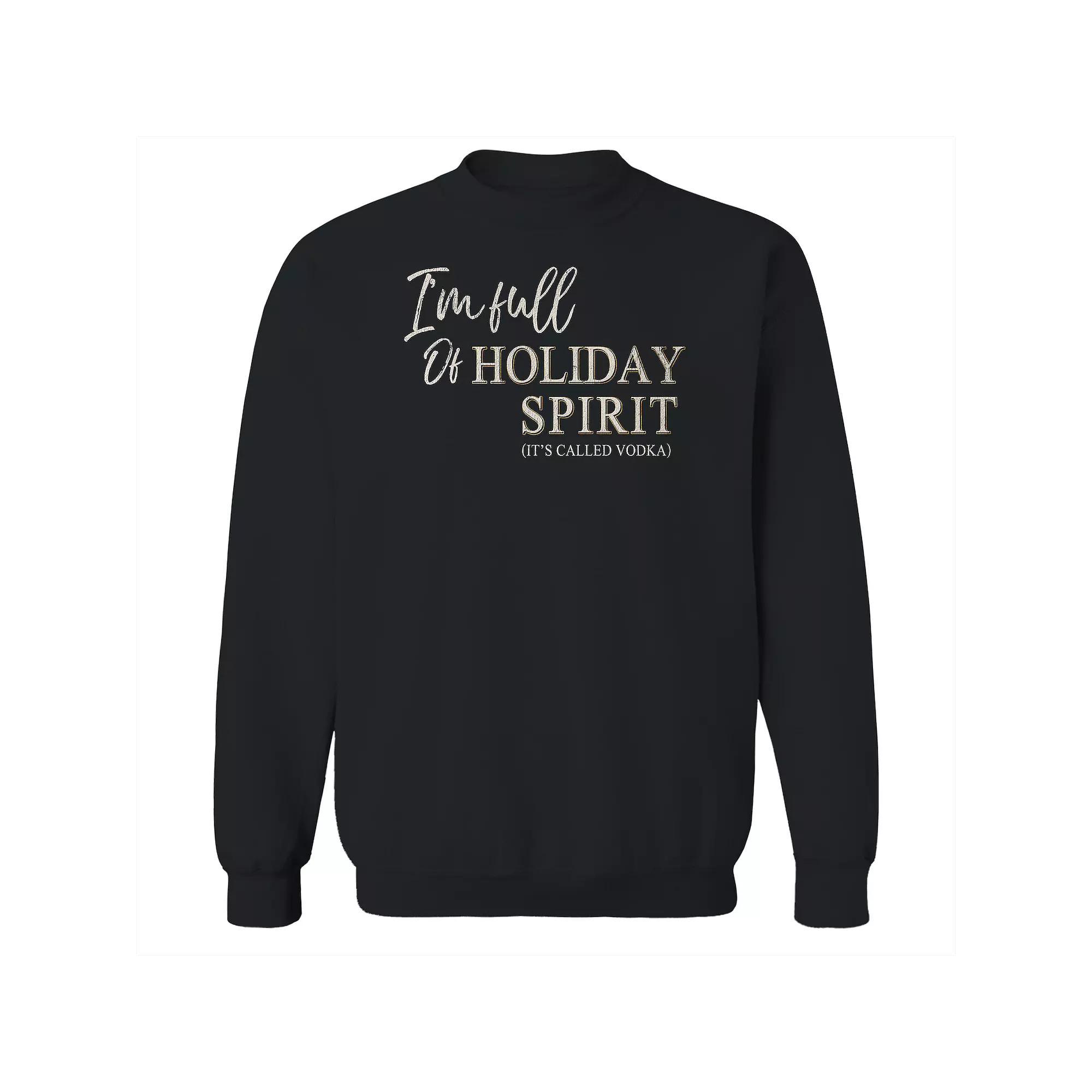 Men's Full of Holiday Spirit Fleece Sweatshirt, Women's, Size: Small, Black Product Image
