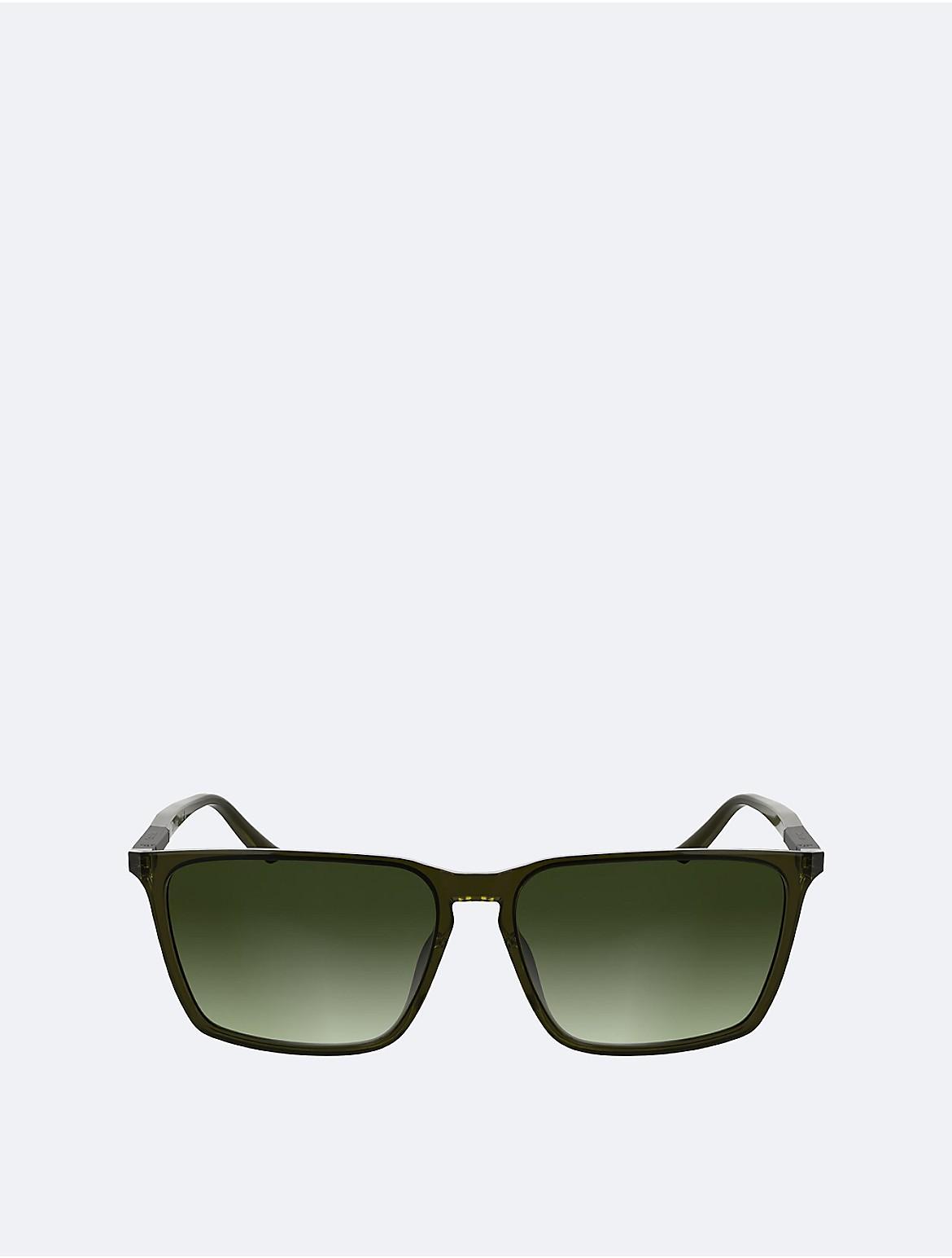 Calvin Klein Mens Resin Rectangle Sunglasses - Green Product Image