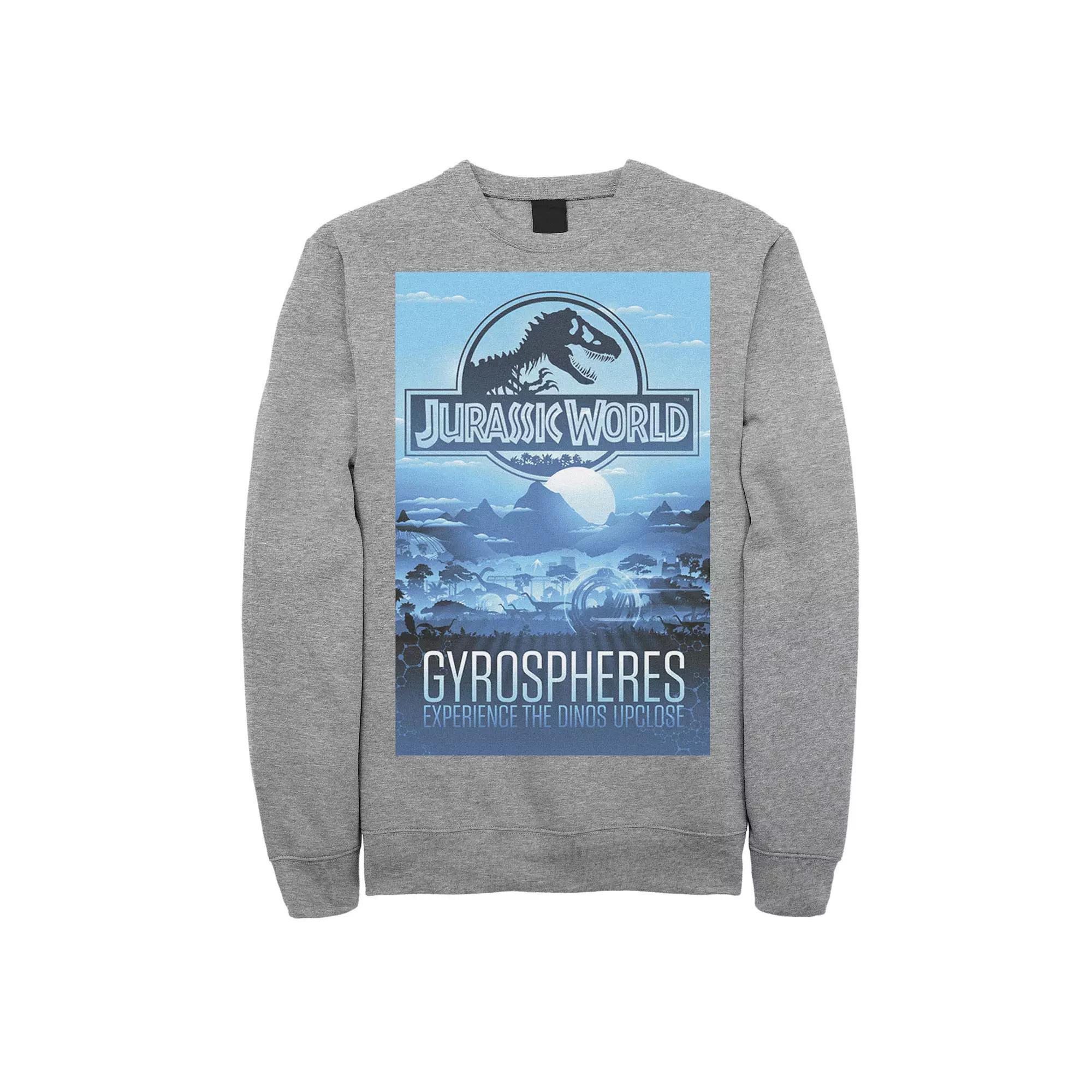 Men's Jurassic World Gyrospheres Tour Park Poster Graphic Graphic Fleece Pullover Pullover, Size: XXL, Athletic Grey Product Image