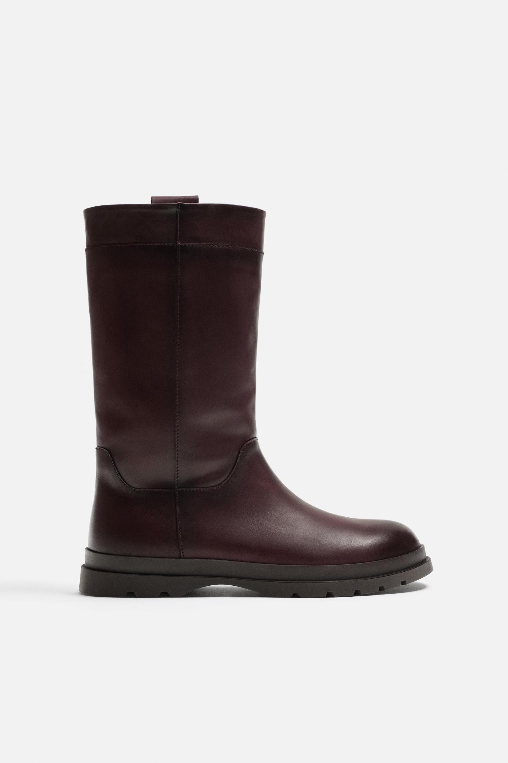 MID CALF LEATHER BOOTS Product Image