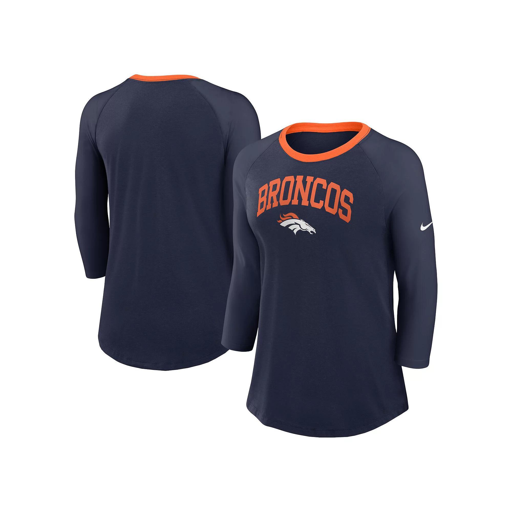 Women's Nike Royal New York Giants Raglan 3/4 Sleeve T-Shirt, Size: XS, Blue Product Image