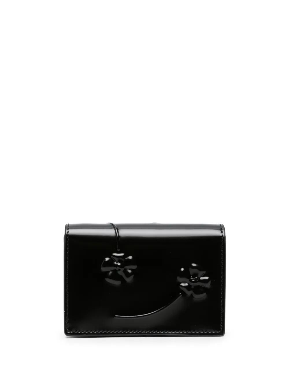 PRADA Floral-debossed Leather Wallet In Schwarz Product Image