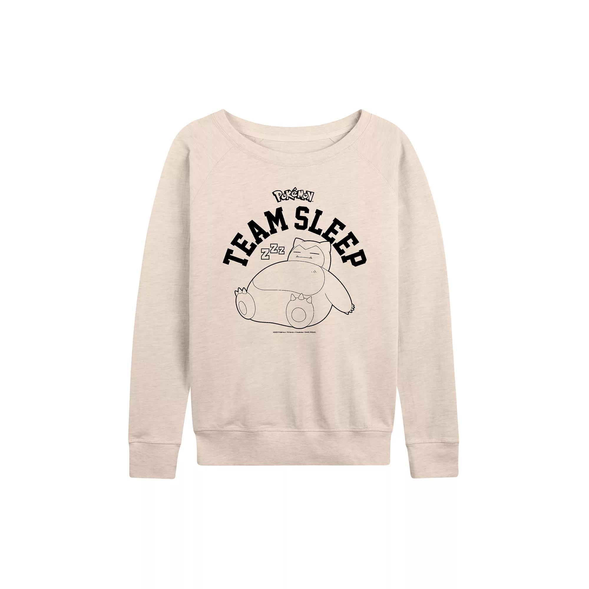 Plus Size Pokemon Snorlax Team Sleep French Terry Long Sleeve Tee, Women's, Size: 1XL, Beige Product Image