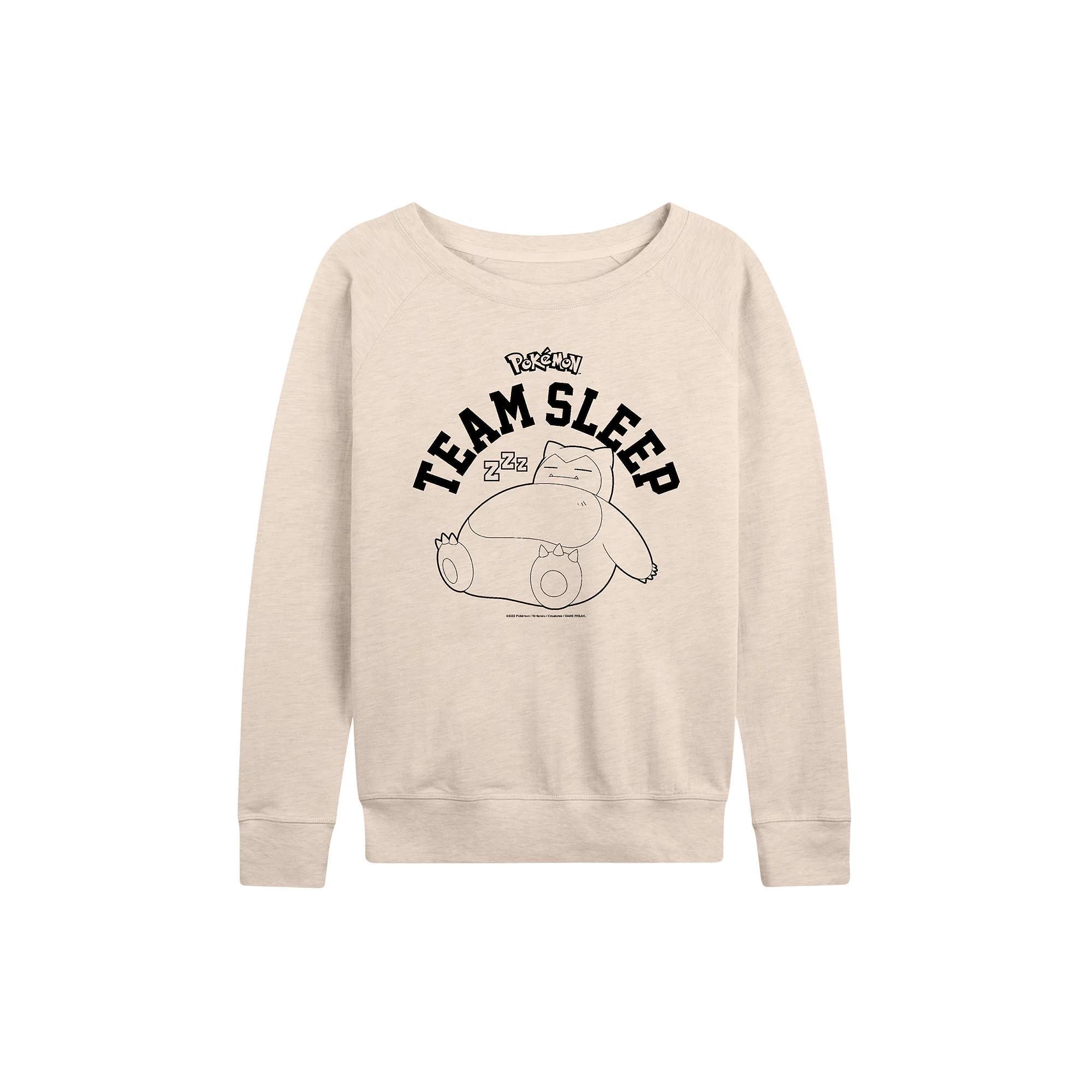 Plus Size Pokemon Snorlax Team Sleep French Terry Long Sleeve Tee, Women's, Size: 1XL, Beige Product Image