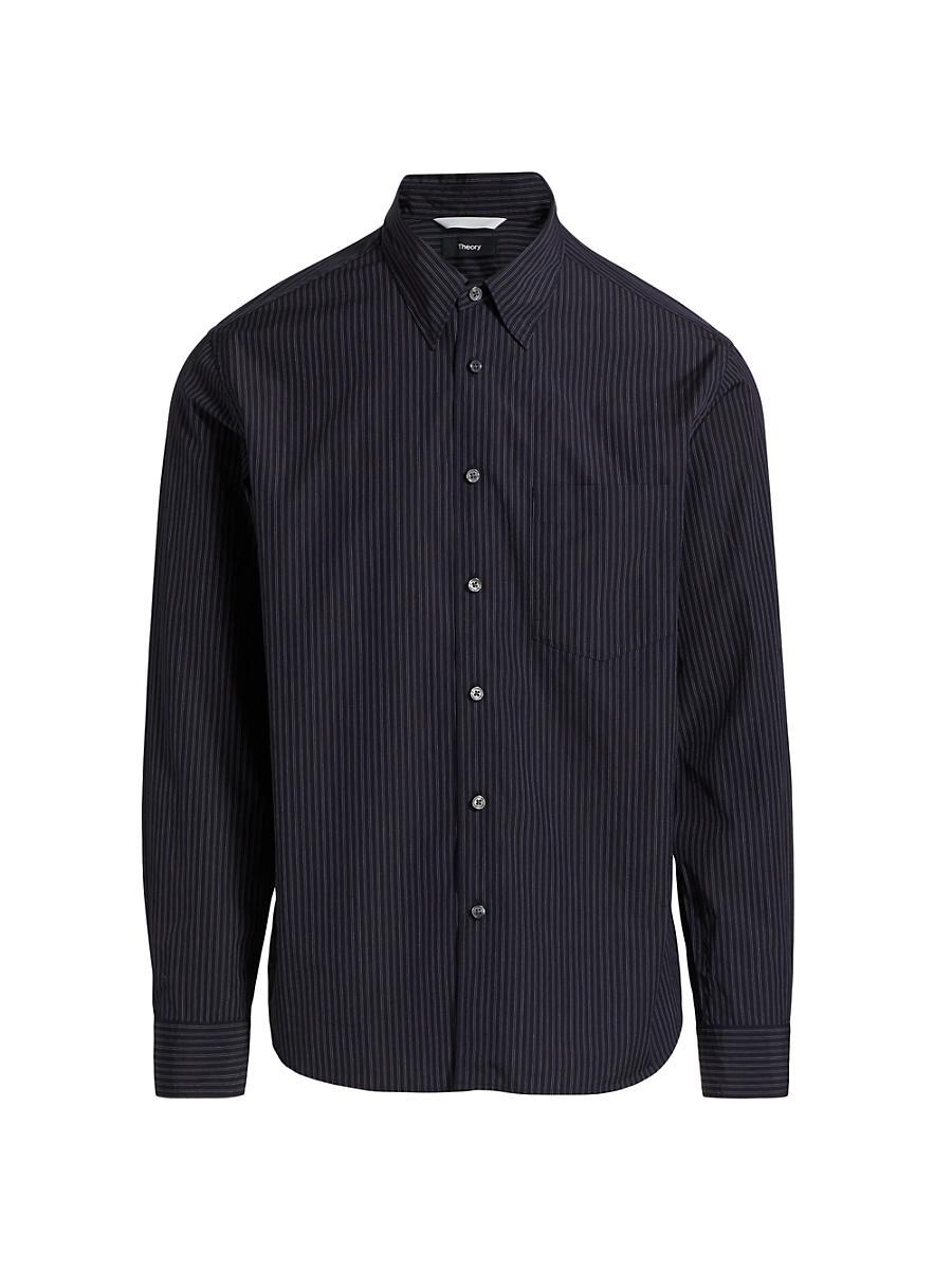Mens Weekend Striped Cotton Poplin Button-Front Shirt Product Image