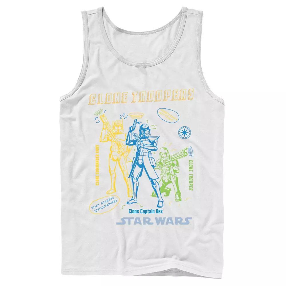 Men's Star Wars: Clone Wars Clone Troopers Doodles Tank Top, Size: Large, White Product Image