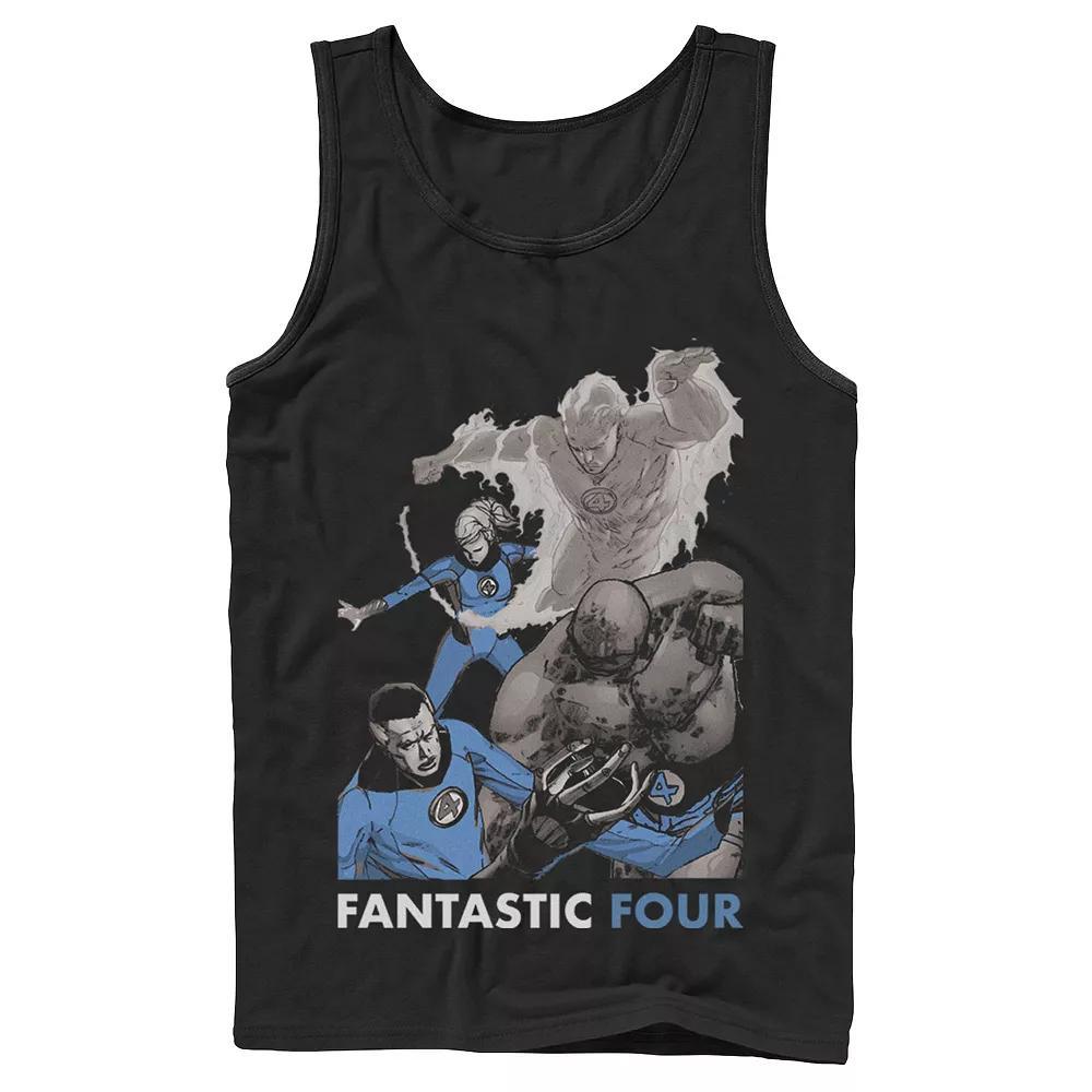 Men's Marvel Fantastic Four Group Shot Fight Mode Poster Tank Top, Boy's, Size: XL, Black Product Image