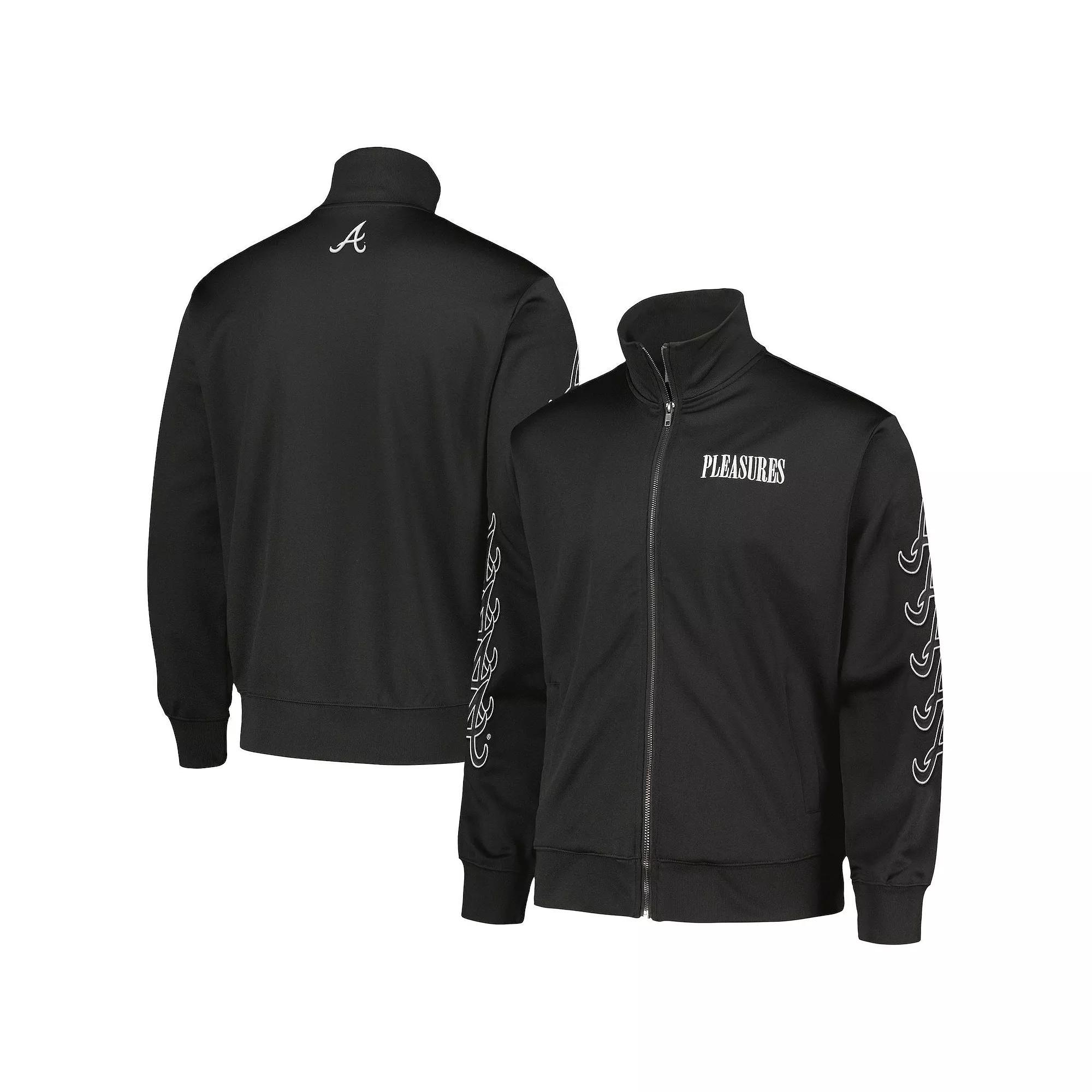 Men's Black New York Mets Pitcher Full-Zip Track Jacket, Size: Medium Product Image