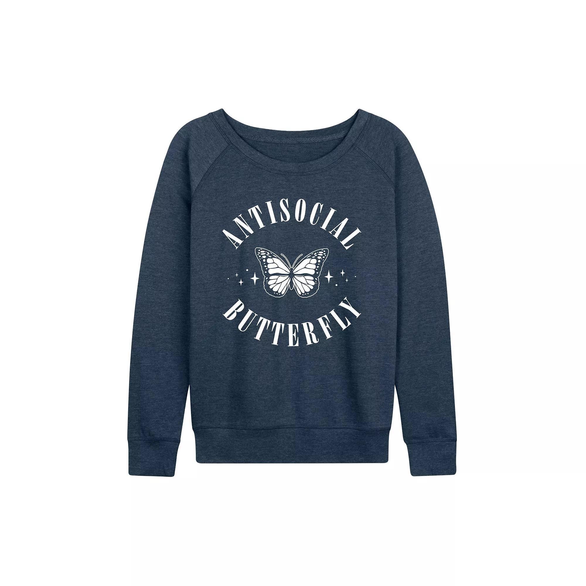 Women's Antisocial Butterfly Graphic Tee, Girl's, Size: XL, Grey Indigo Product Image