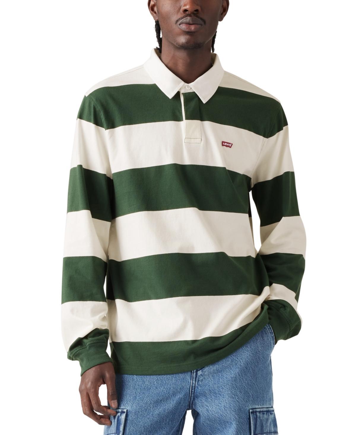 Levi's® Men's Rugby Relaxed Fit Long Sleeve Polo Shirt - Python Green M Product Image