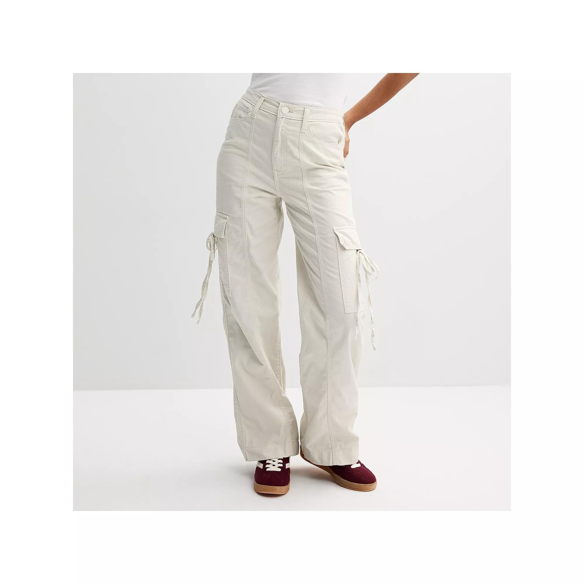 Juniors' SO® Relaxed Fit Bow Cargo Wide Leg Pants, Women's, Size: XL Short, Red Wind Product Image