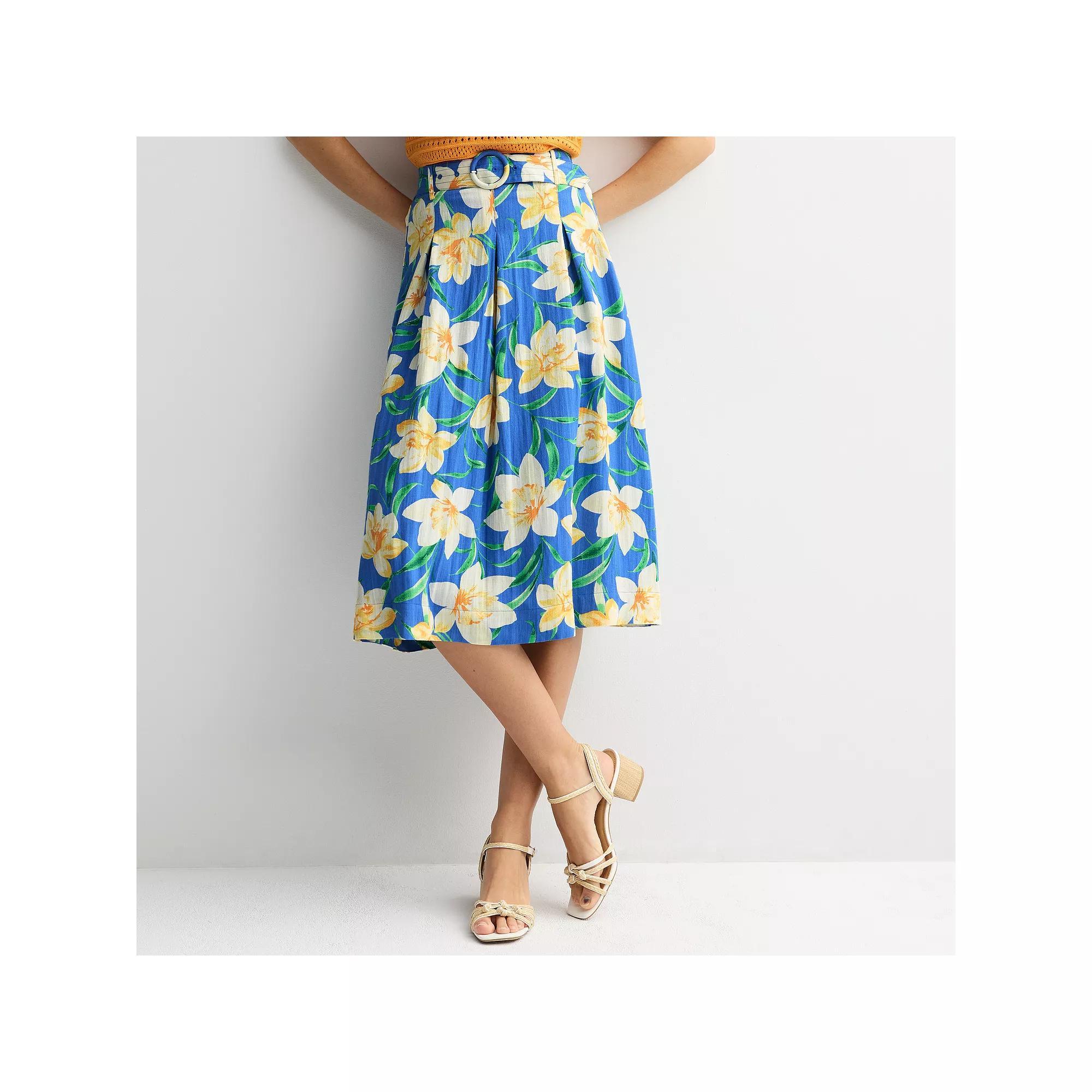 Women's Draper James Belted Midi Skirt, Size: XL, Yellow Print Product Image