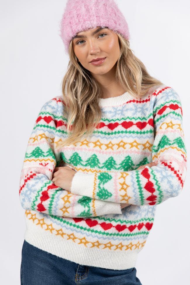 Final Sleigh Multi Color Christmas Fair Isle Sweater  FINAL SALE Product Image