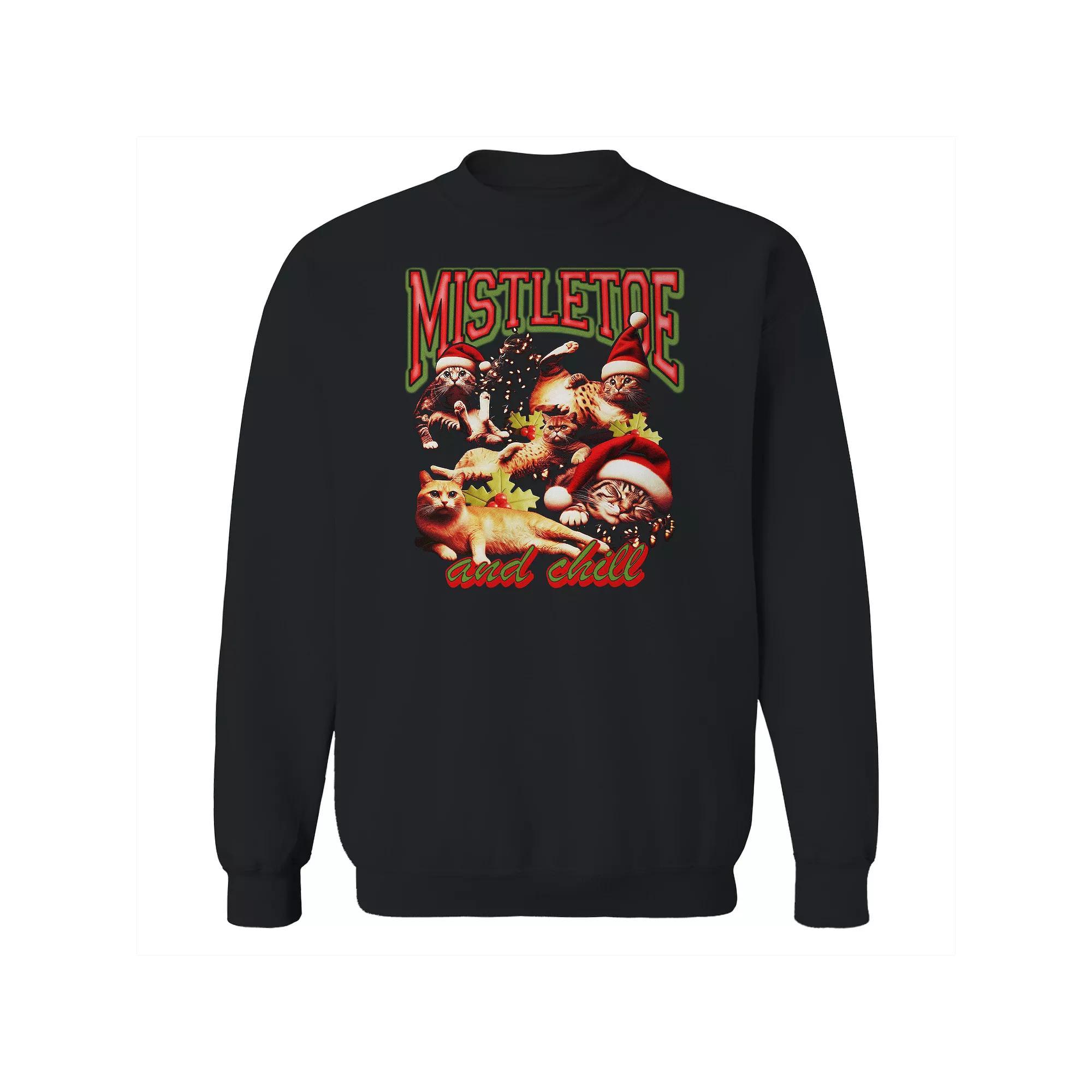 Men's COLAB89 Mistletoe and Chill Graphic Sweatshirt, Size: Medium, Black Product Image