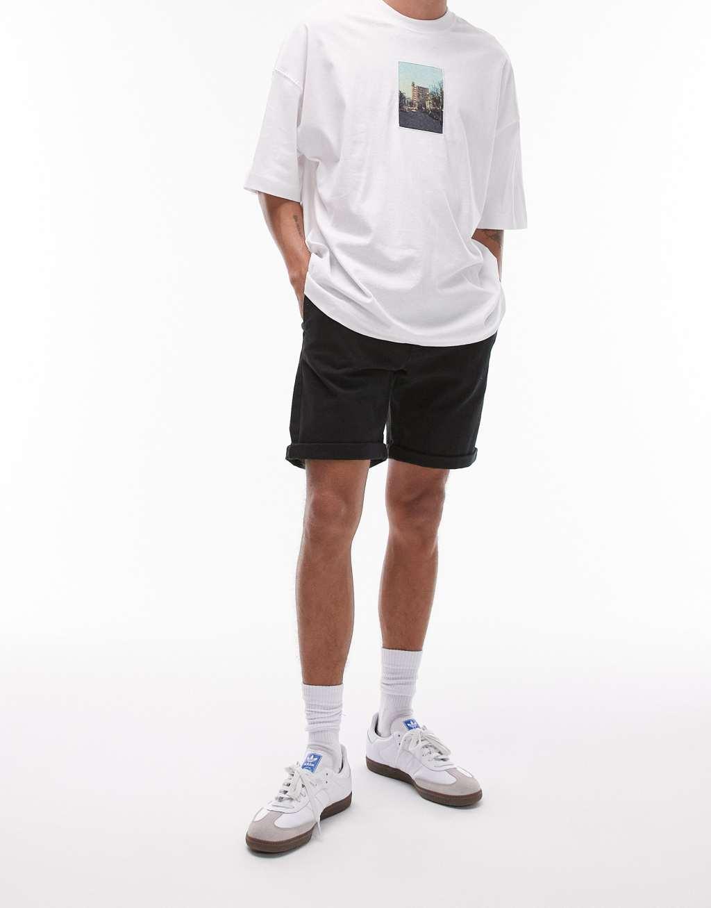 Topman skinny chino shorts in black Product Image
