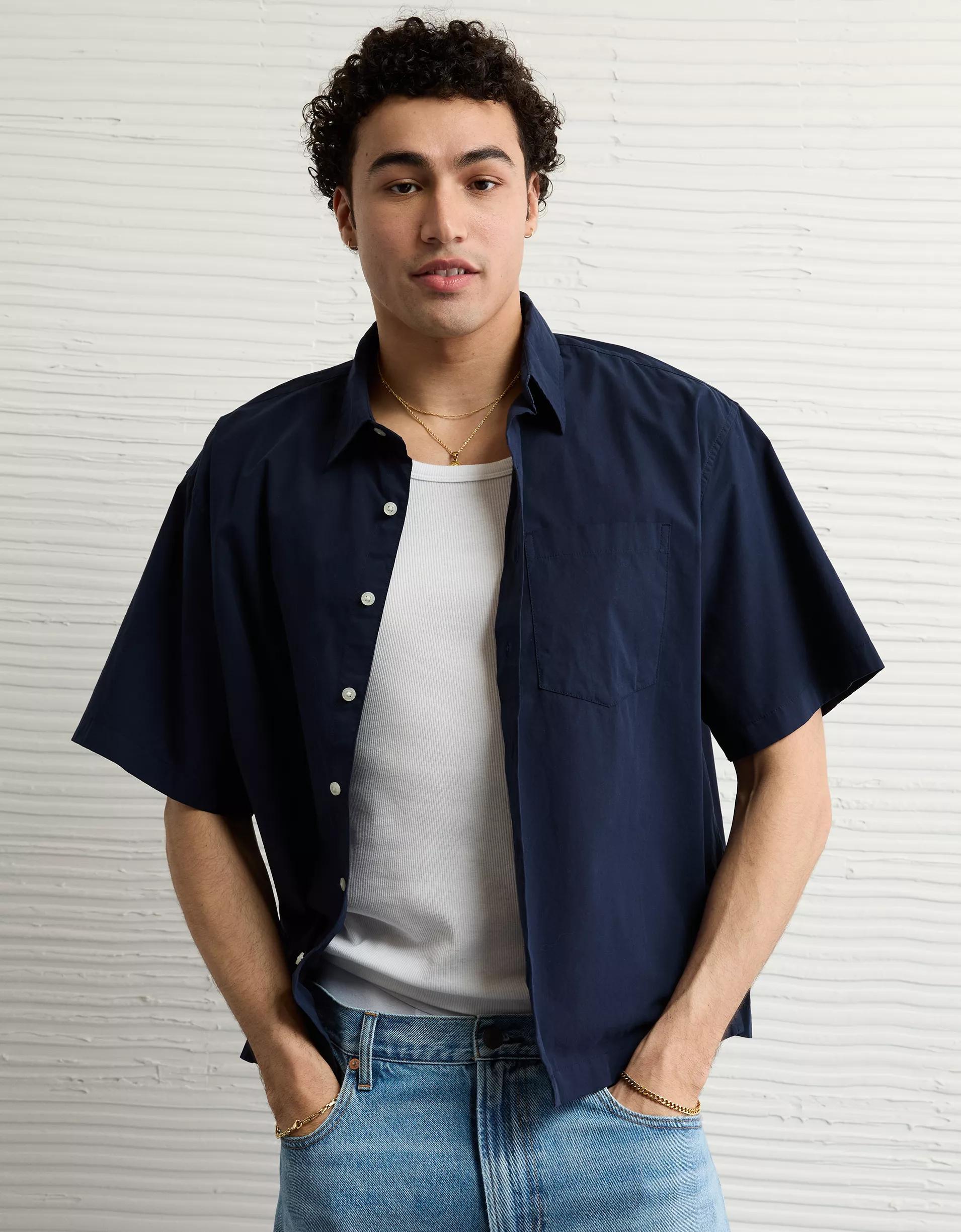 AE Poolside Poplin Button-Up Shirt Product Image