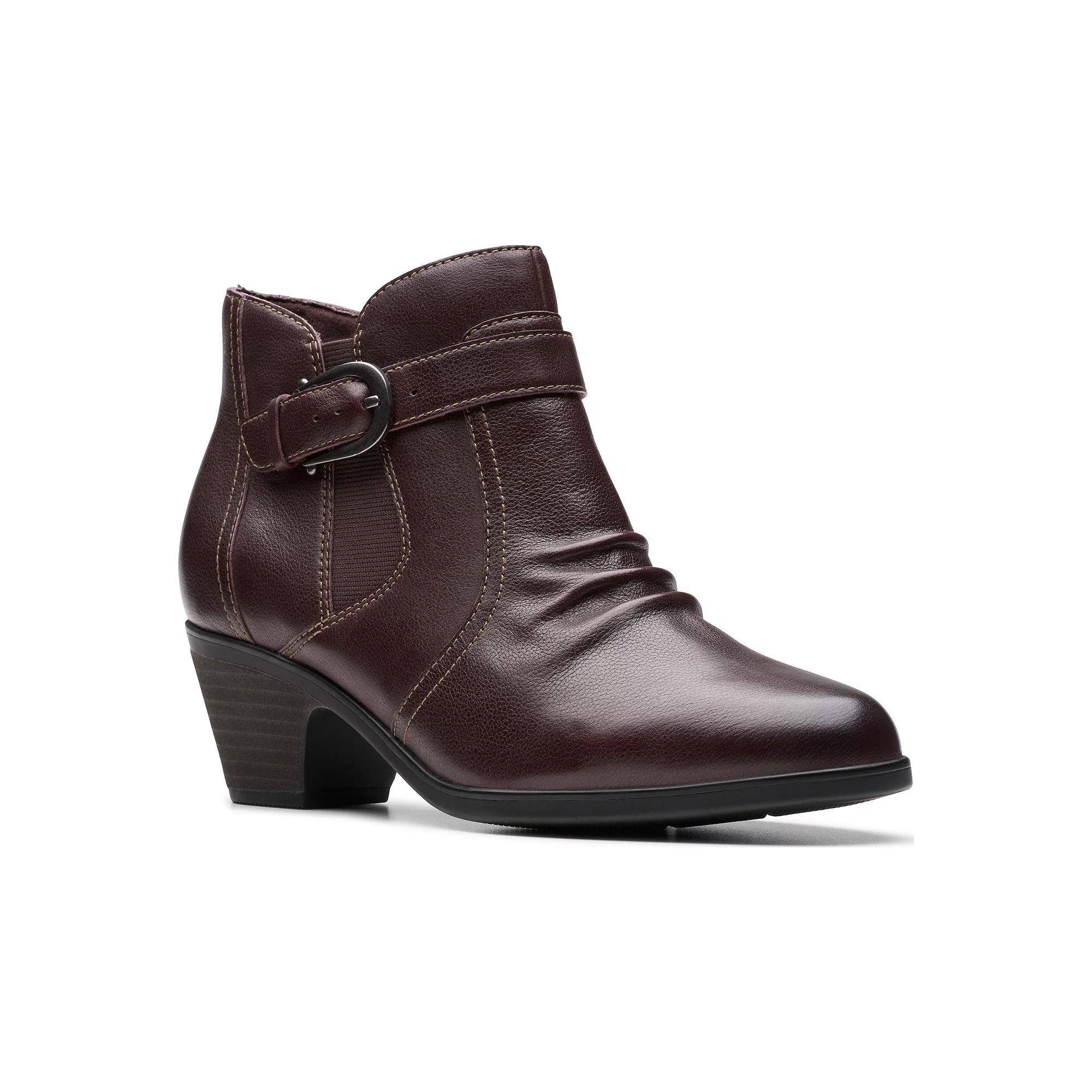 Clarks® Emily2 Opal Women's Heeled Leather Ankle Boots, Size: 9, Dark Brown Product Image
