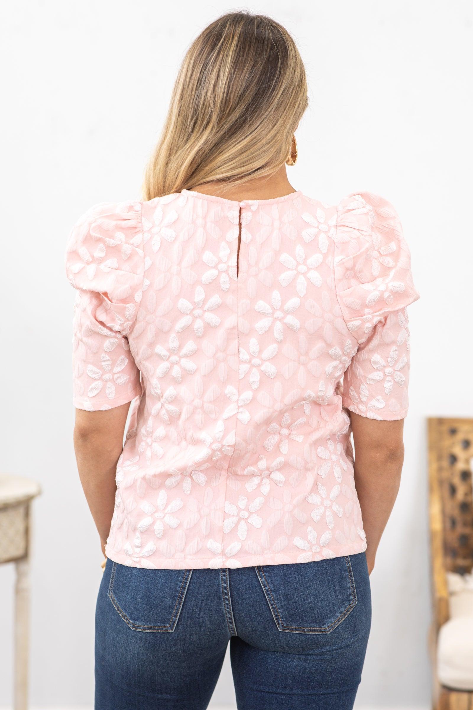 Blush Floral Jacquard Woven Top Product Image
