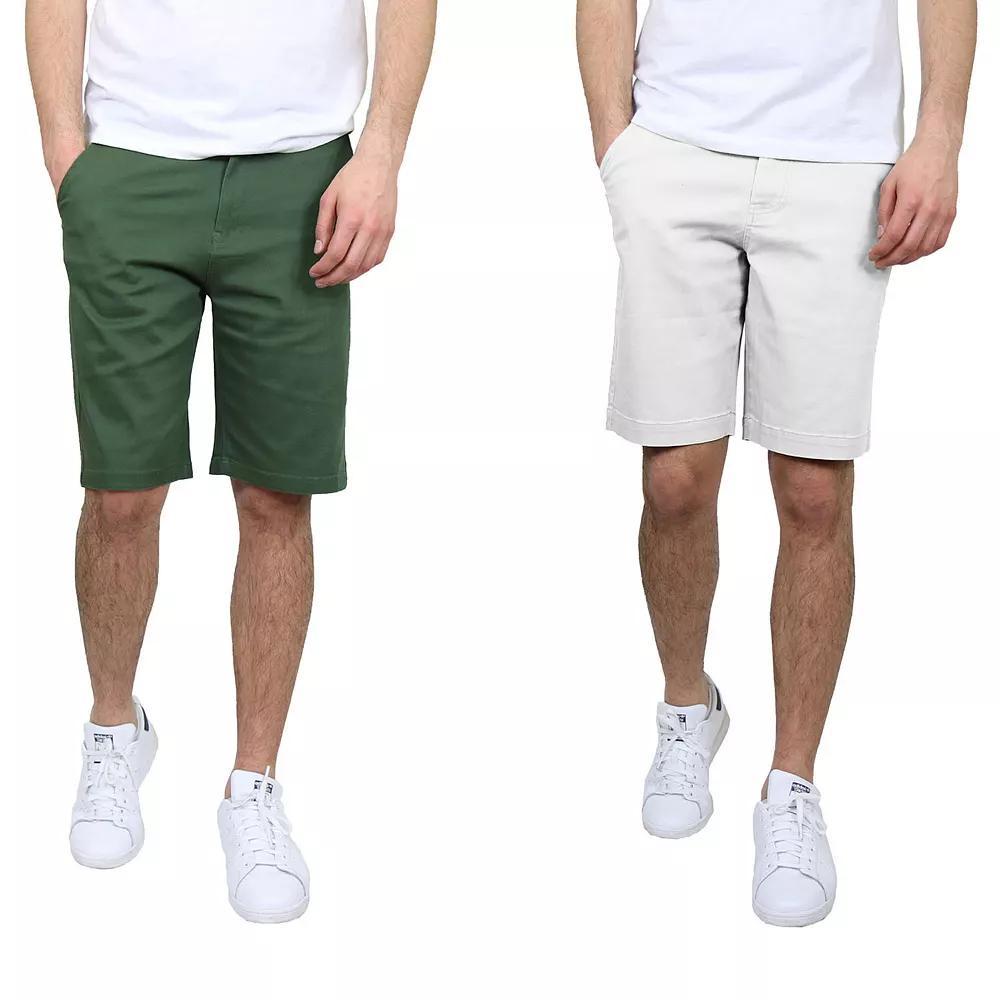 Men's Galaxy 10.5" 5-Pocket Flat-Front Slim-Fit Stretch Chino Shorts 2-Pack, Size: 32, Green White Product Image