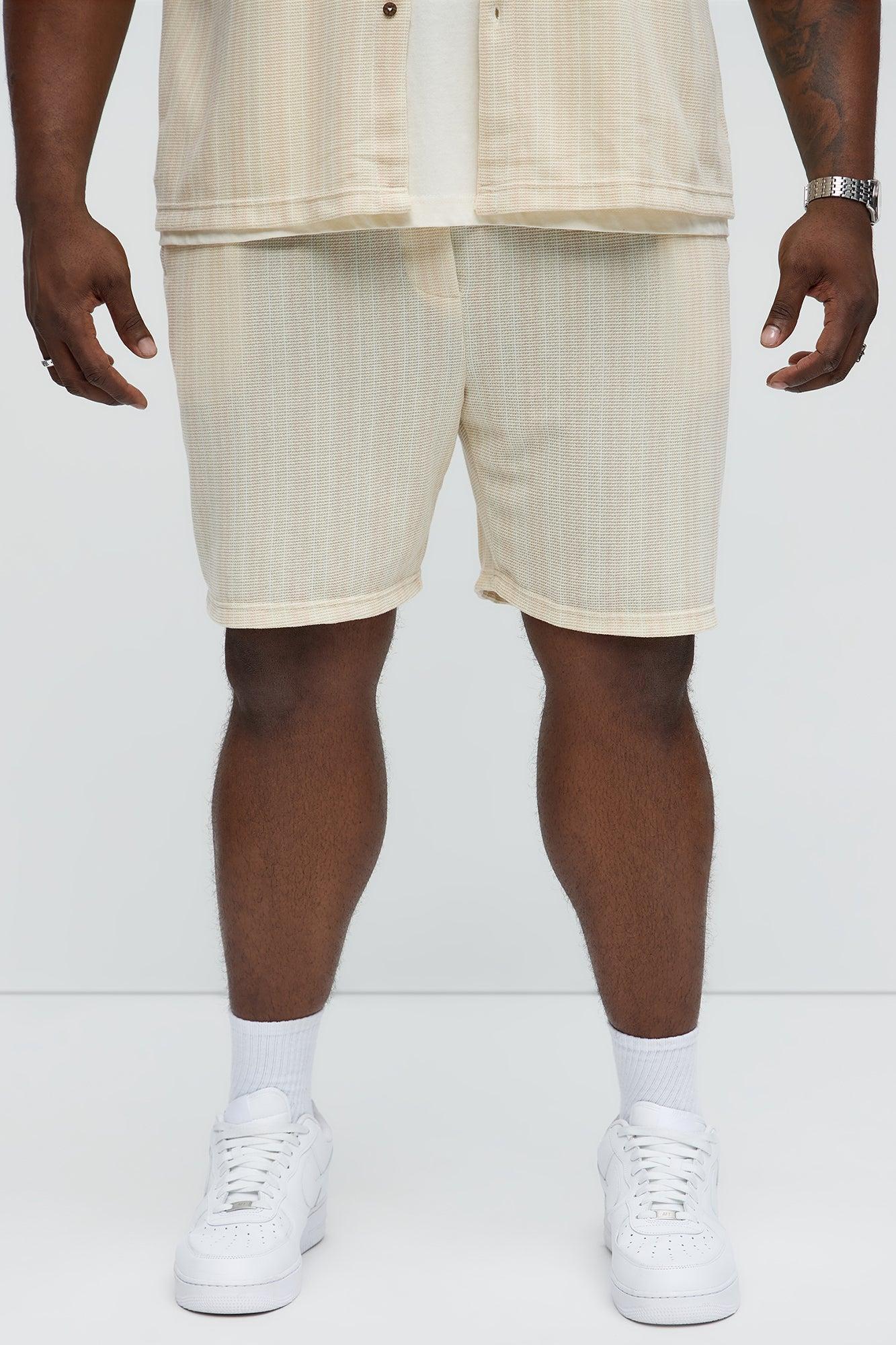 Valor Drawstring Striped Shorts - Cream Product Image