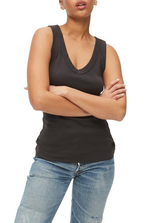 Michael Stars Maya 1X1 Cotton V-Neck Wide Binding Tank Top (Nocturnal) Women's Sleeveless Product Image