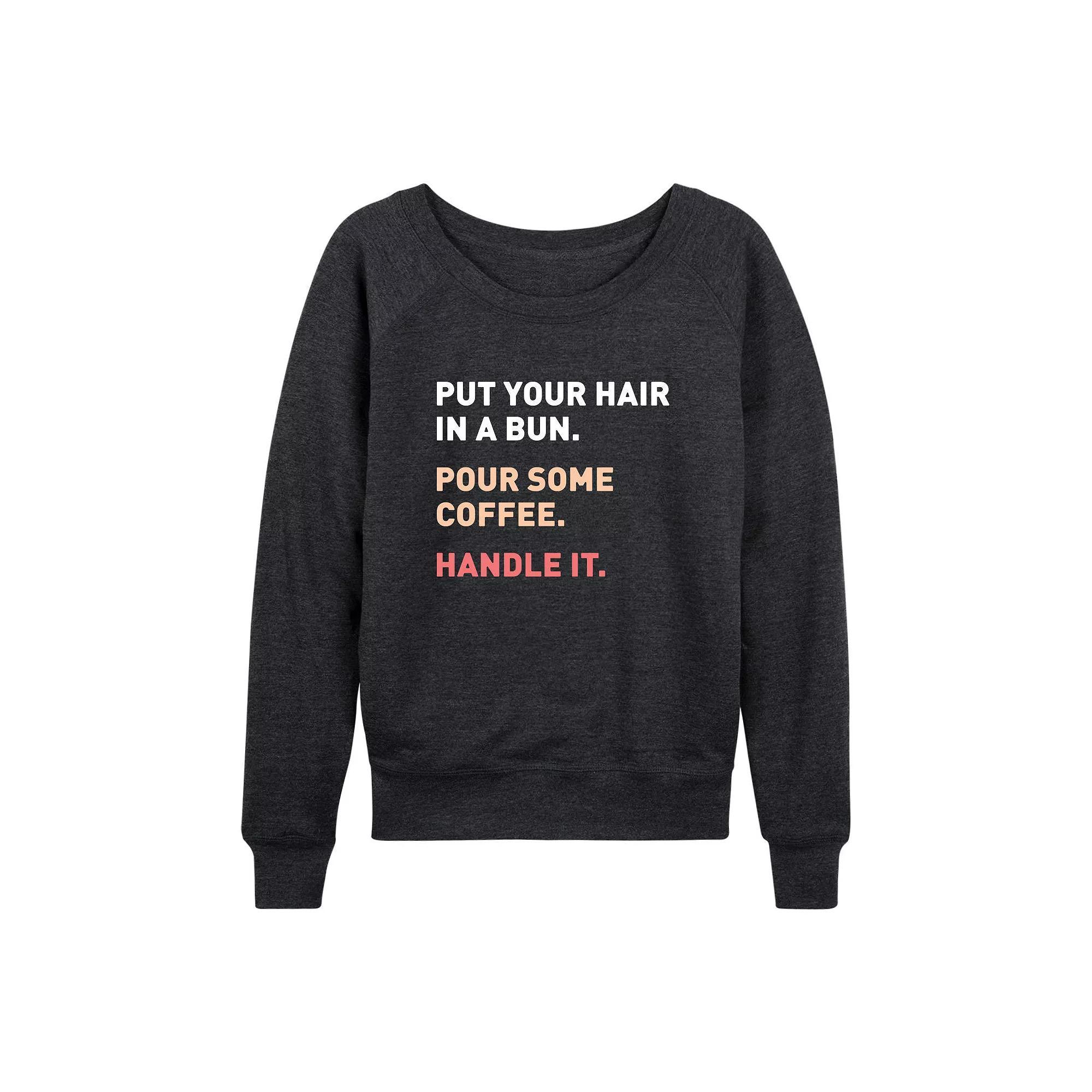Womens Bun Coffee Handle It French Terry Long Sleeve Tee Heather Grey Product Image