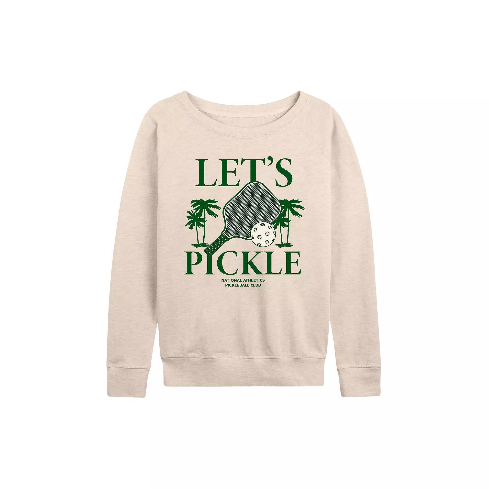 Women's Let's Pickle French Terry Long Sleeve Tee, Girl's, Size: XL, Beige Product Image