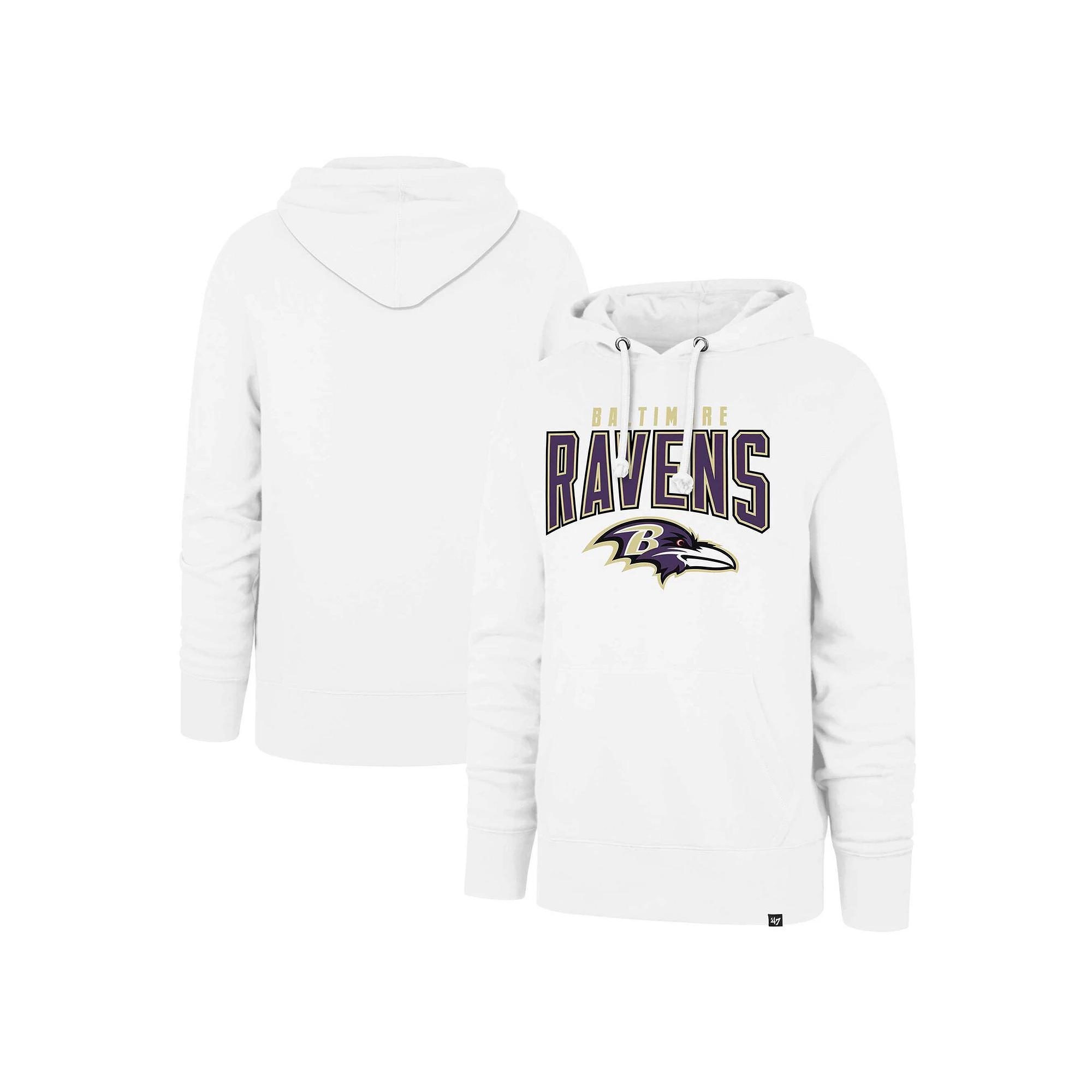 Men's '47 White Baltimore Ravens Elements Arch Headline Pullover Hoodie, Size: XL Product Image