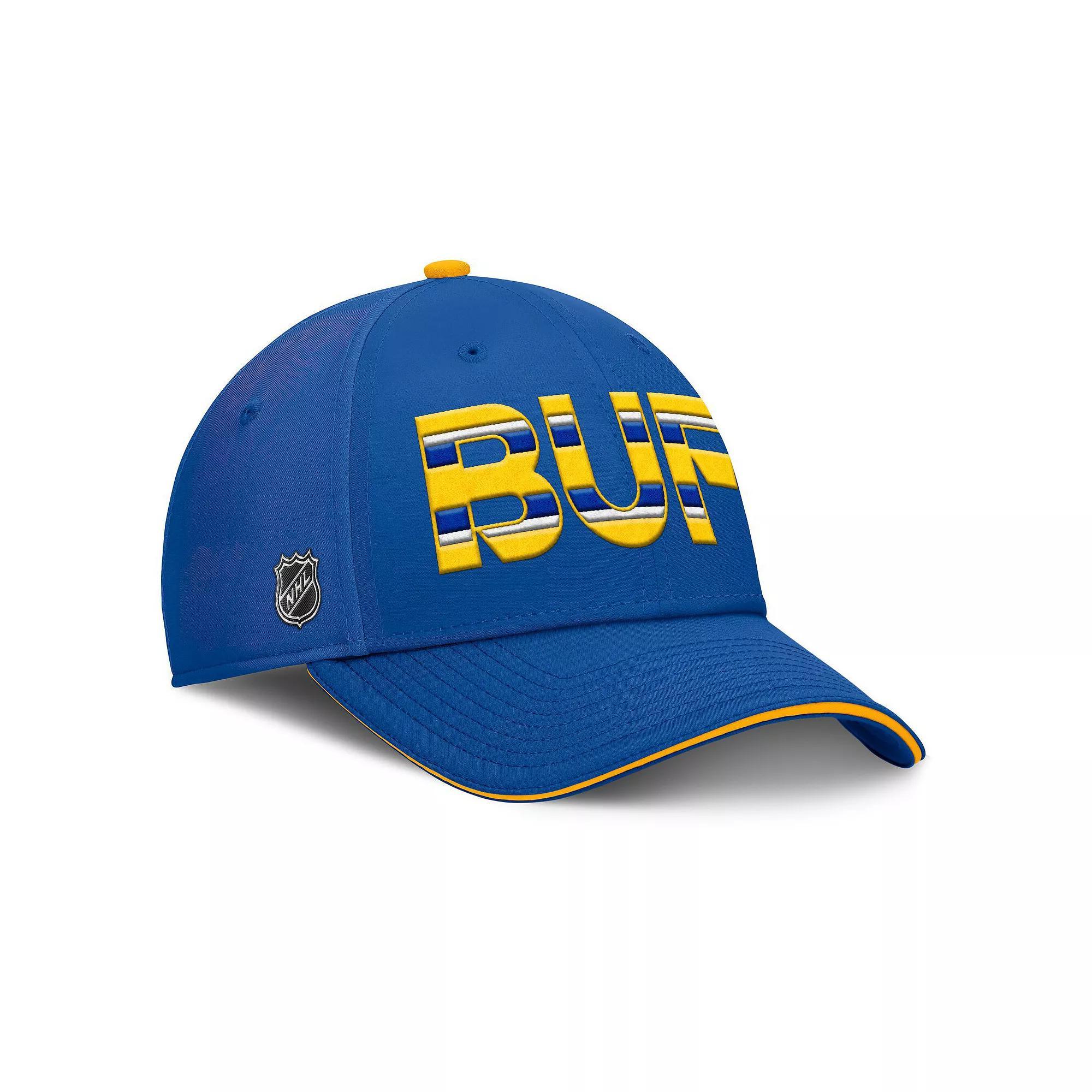 Men's Fanatics Royal/Gold Buffalo Sabres Authentic Pro Rink Team Code Flex Hat, Size: Medium/Large, Blue Product Image