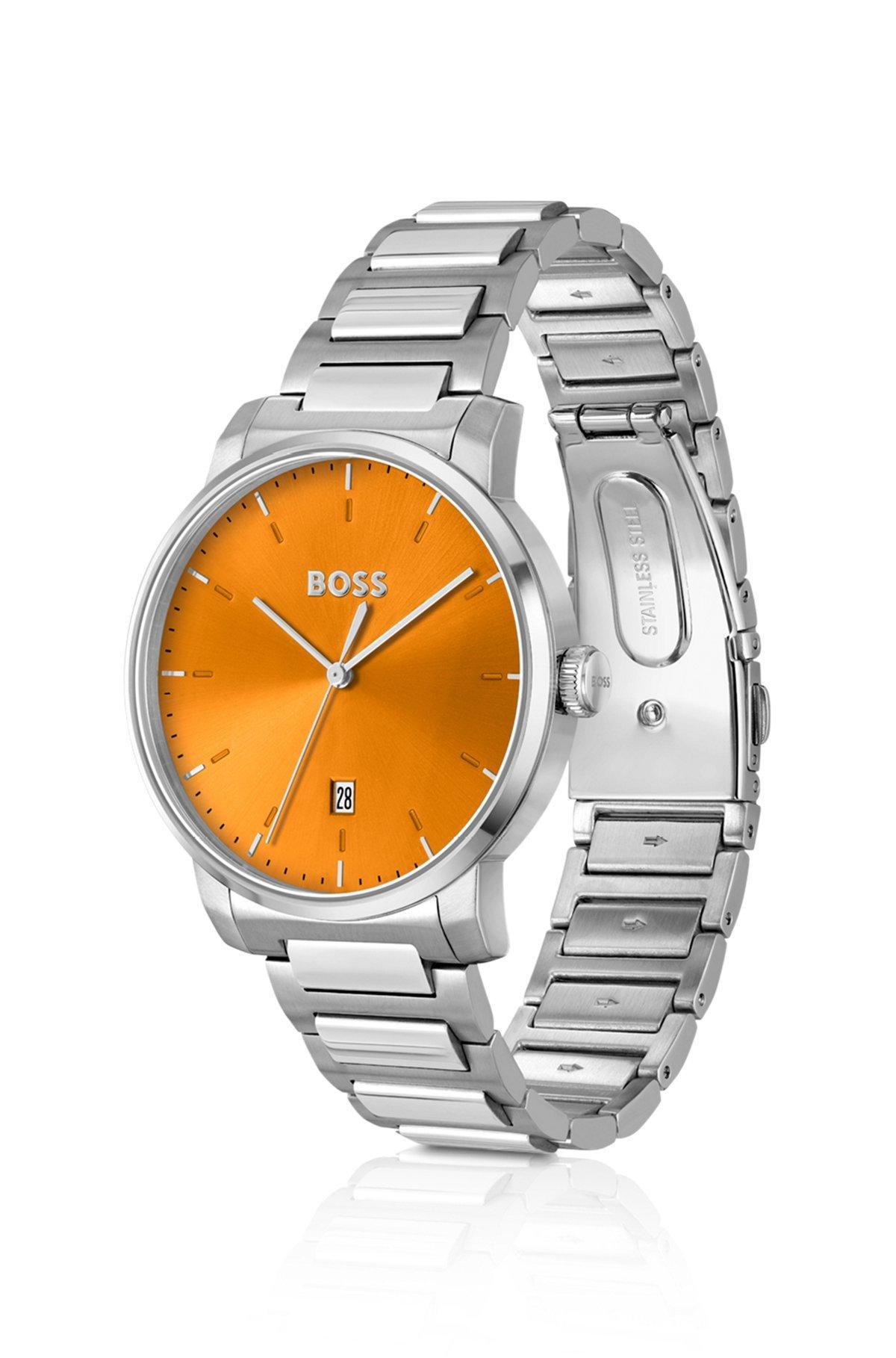 BOSS - H-link-bracelet watch with brushed orange dial Product Image