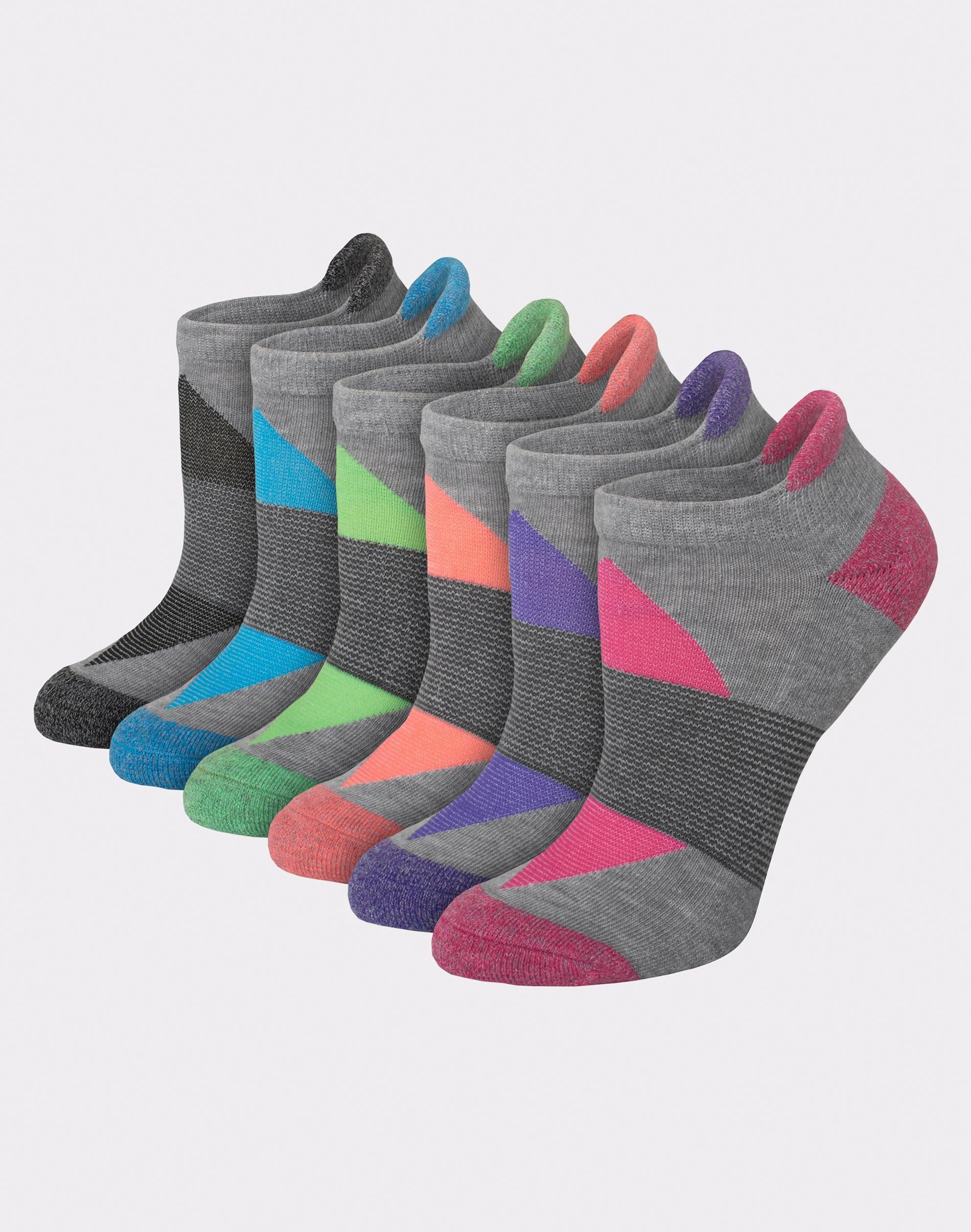 Hanes Womens Performance Heel Shield Socks, Cushioned, 6-Pairs Grey/Assorted Color 5-9 Product Image