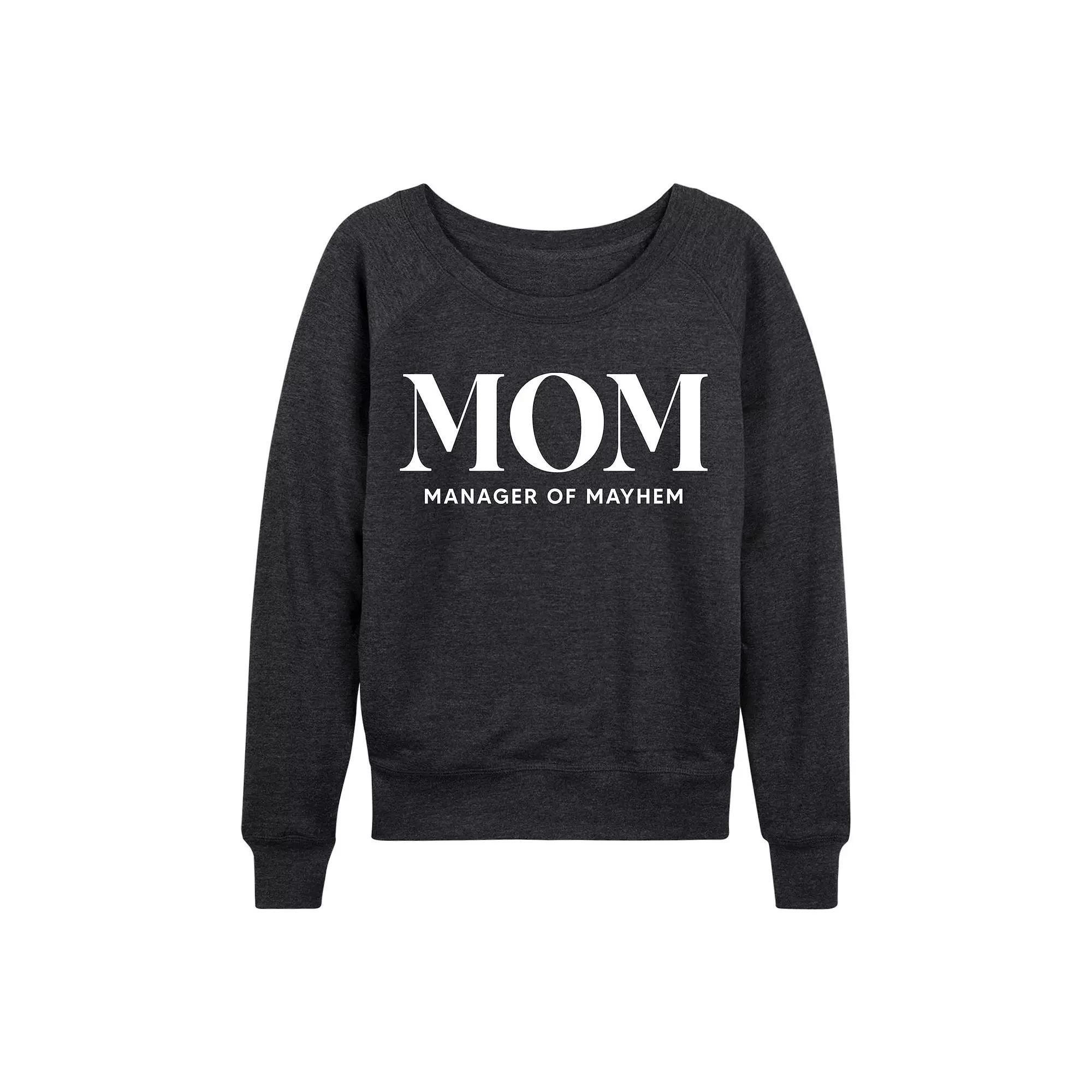 Womens Mom Acronym French Terry Long Sleeve Tee, Girls Heather Grey Product Image