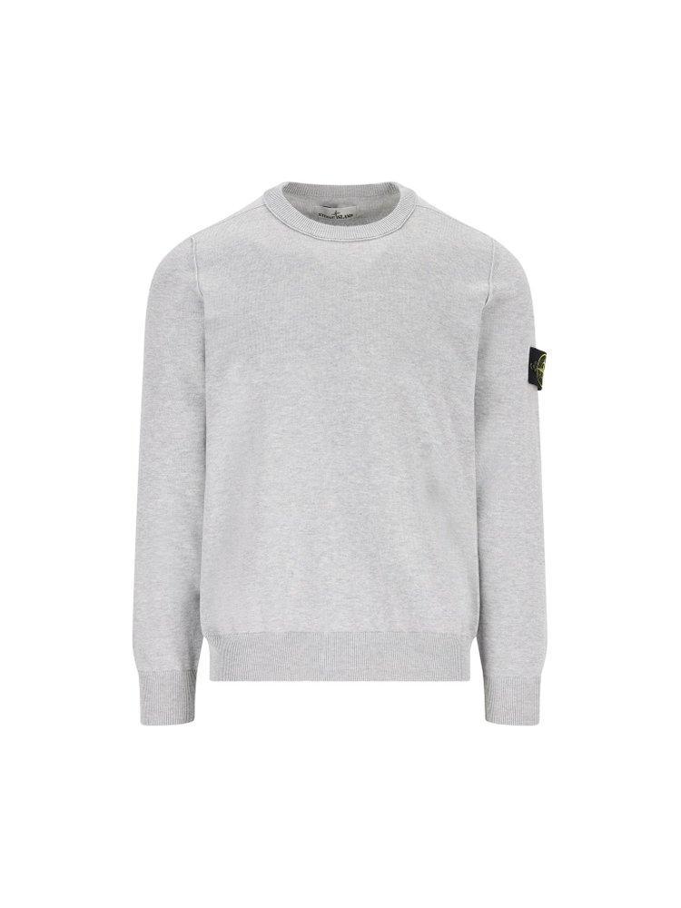 STONE ISLAND Compass Patch Crewneck Jumper In Grey Product Image