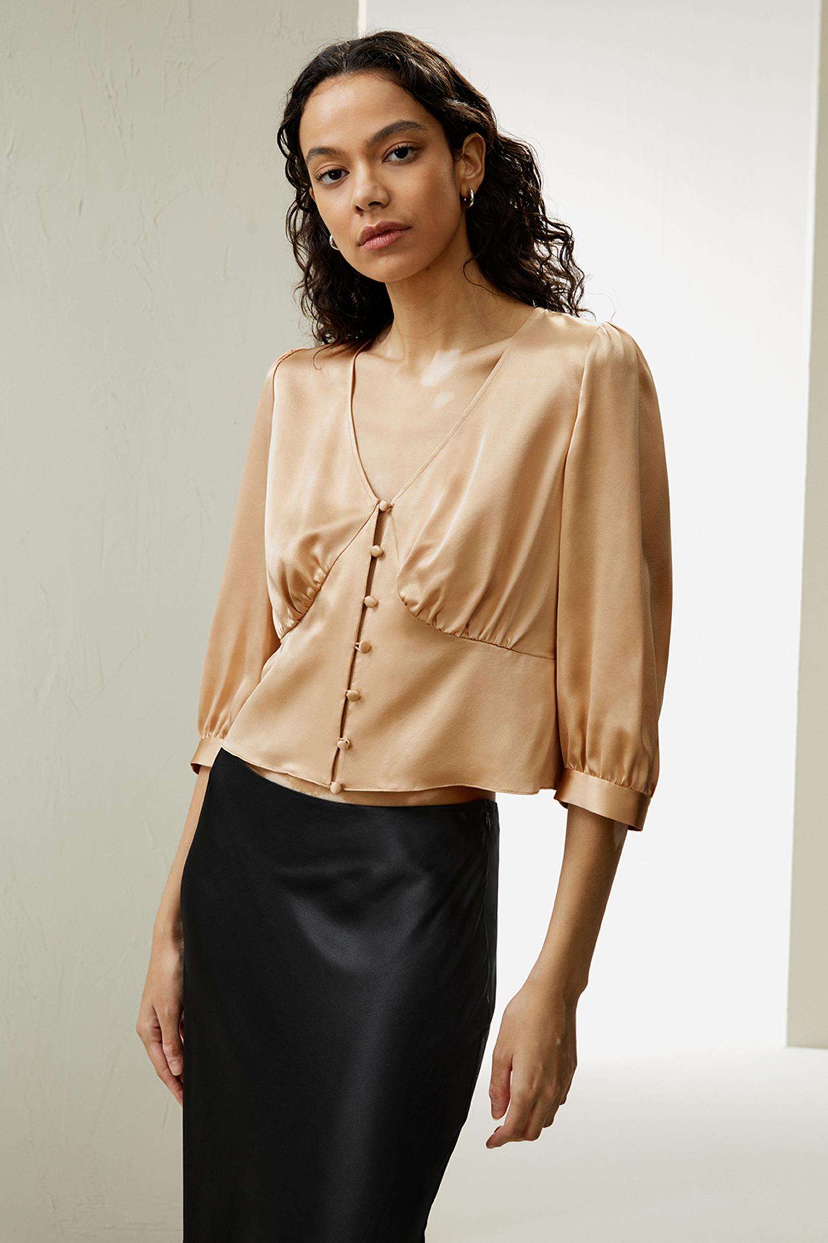 Fitted Retro Corset Silk Top Product Image
