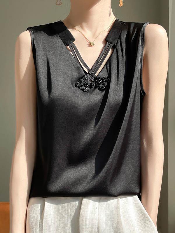 Loose Plus Size Solid Color V-Neck Vest Top Product Image
