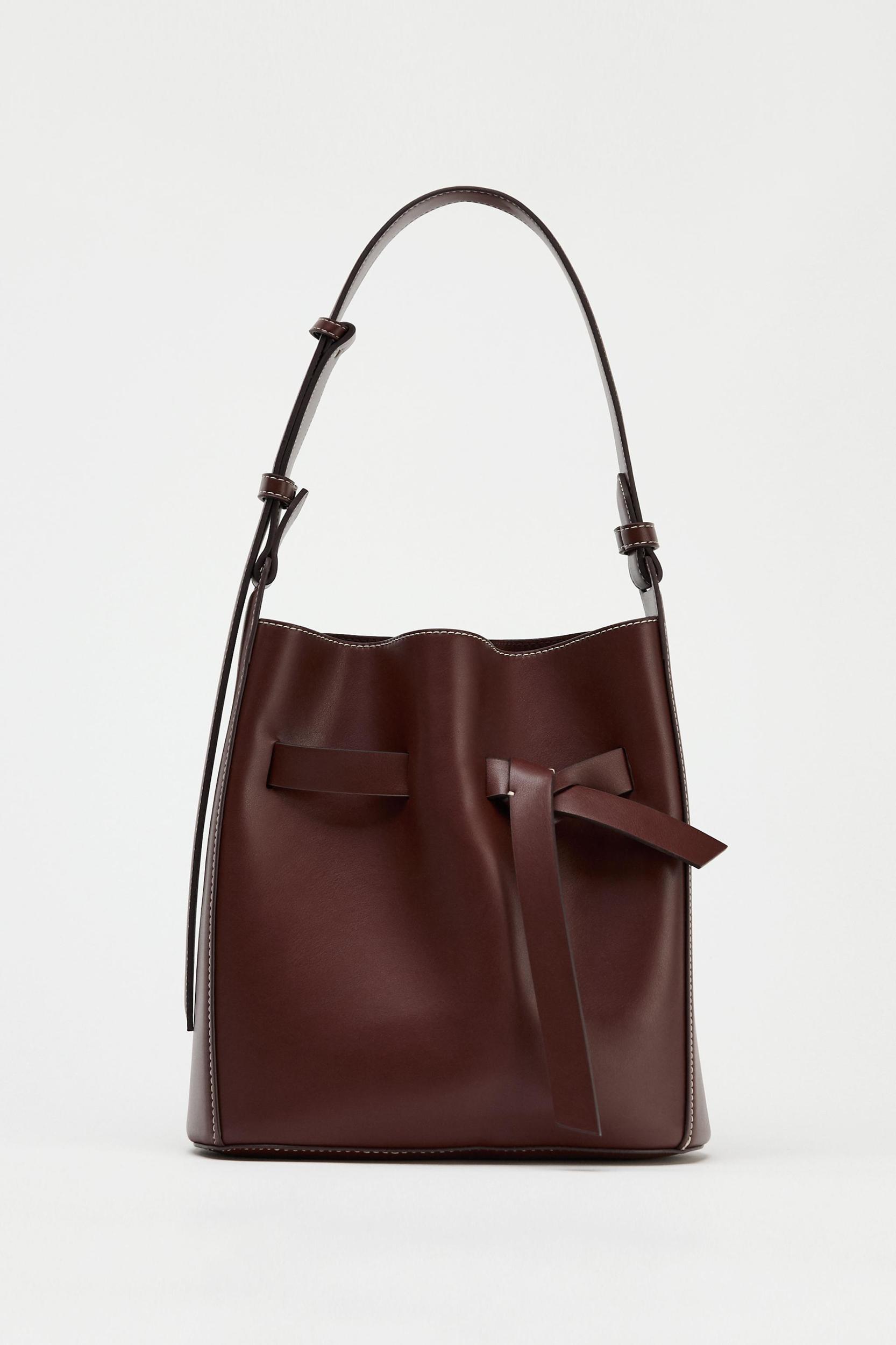 KNOTTED TOPSTITCHED BUCKET BAG Product Image