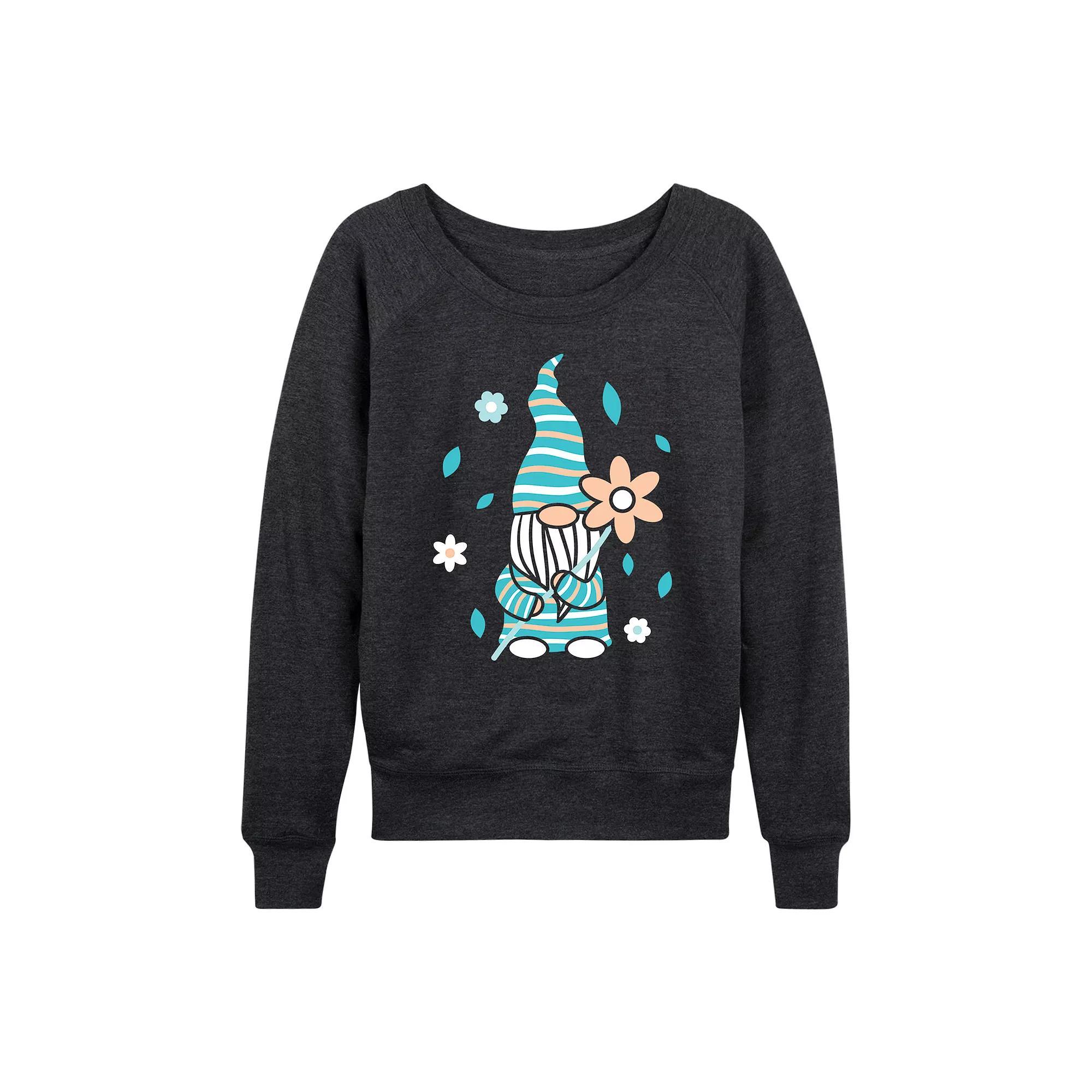 Womens Scandinavian Garden Gnome French Terry Long Sleeve Tee Heather Grey Product Image