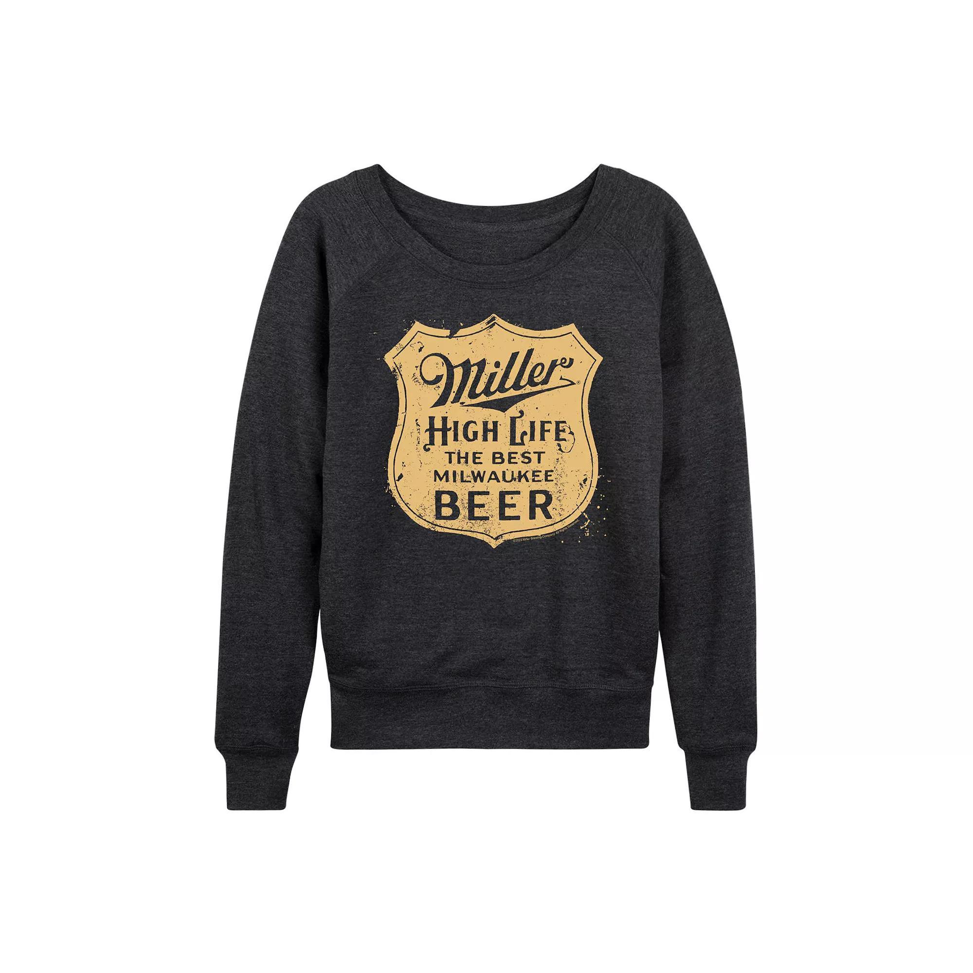 Womens Miller High Life Vintage Crest Lightweight French Terry Sweatshirt Heather Grey Product Image