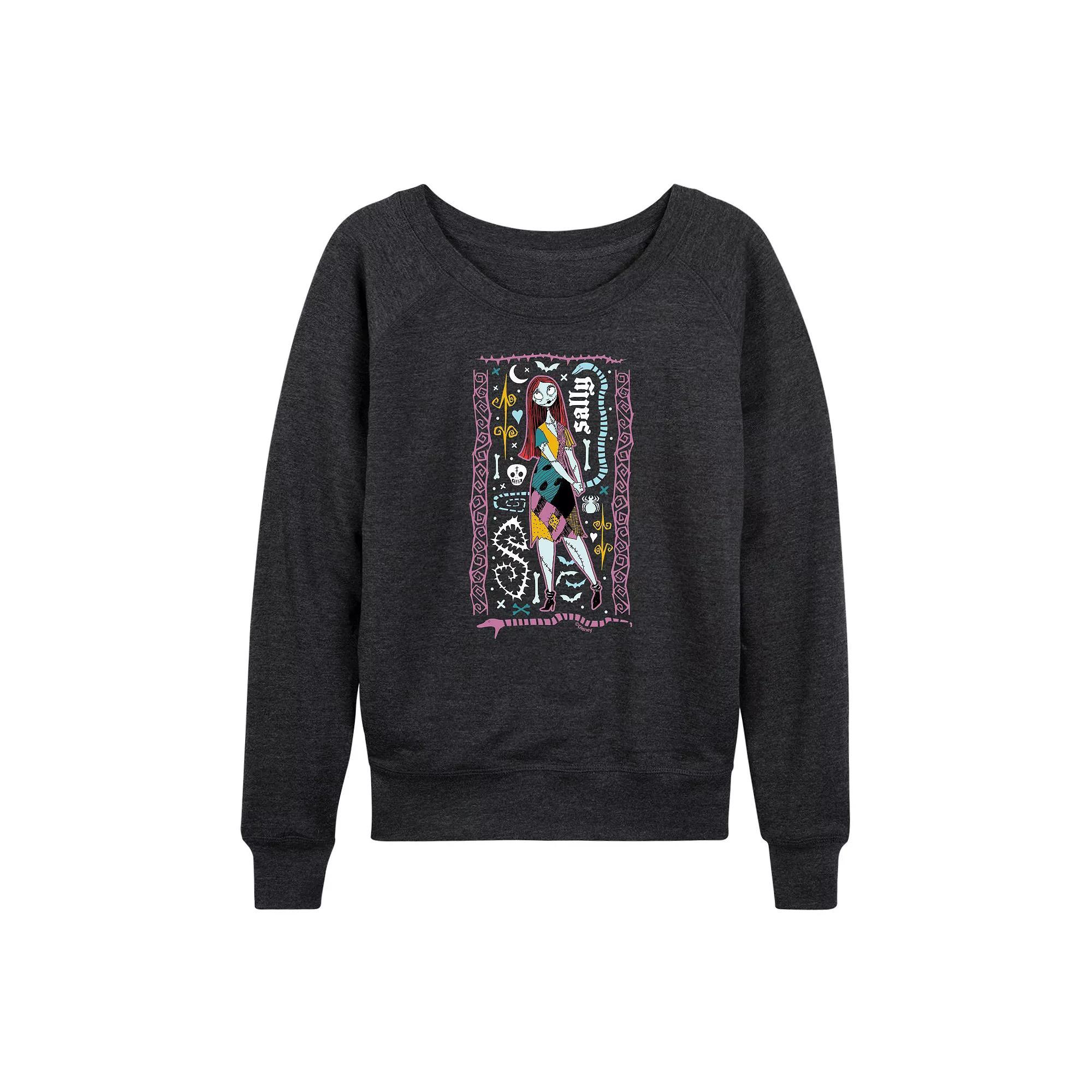 Disneys Nightmare Before Christmas Sally Womens French Terry Long Sleeve Tee Heather Grey Product Image