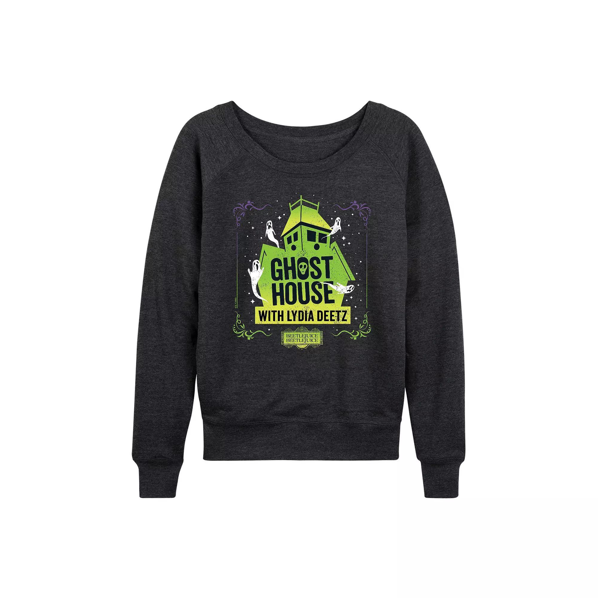 Disney's Minnie Mouse Women's Leopard Print French Terry Long Sleeve Tee, Girl's, Size: XL, Heather Grey Product Image