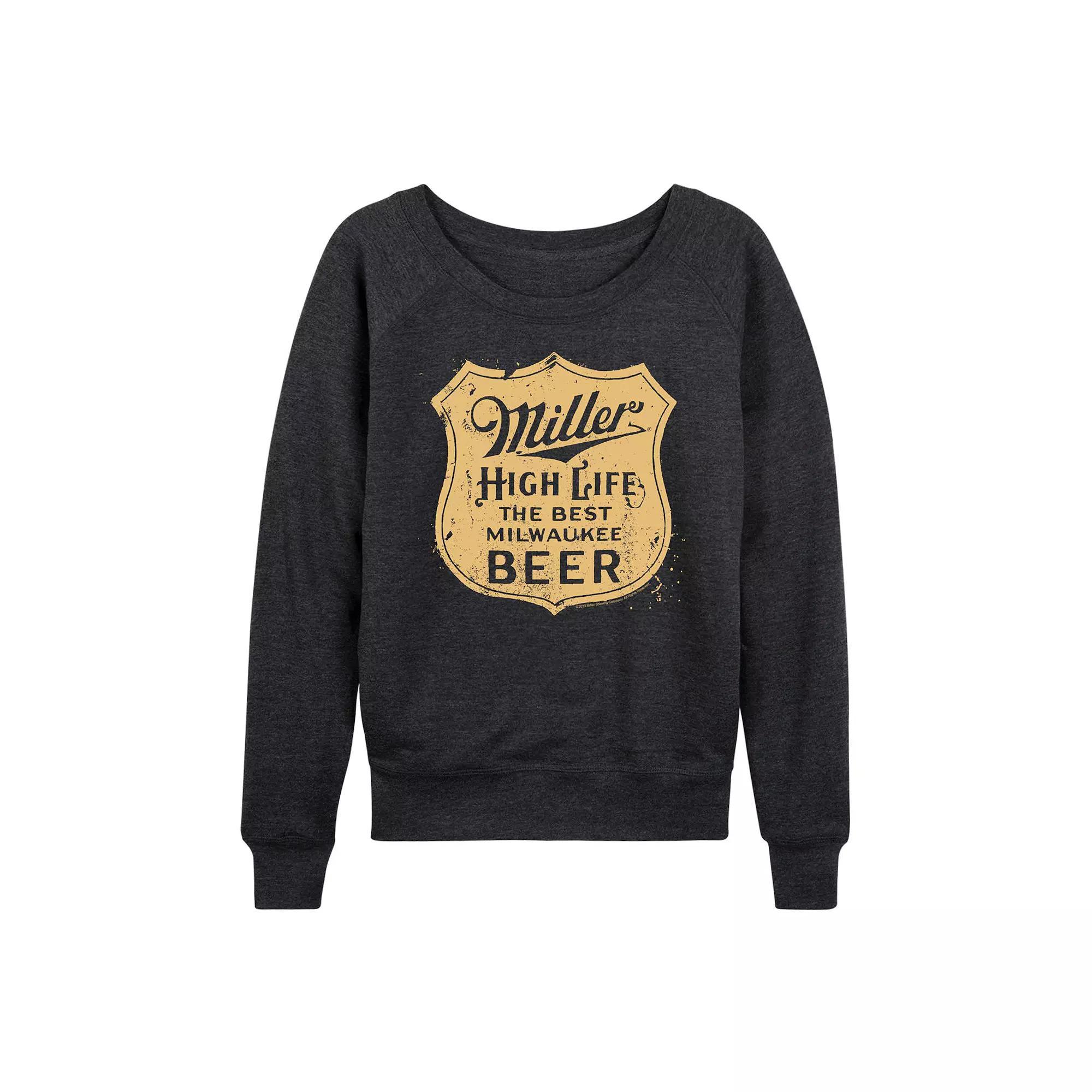 Womens Miller High Life Vintage Crest Lightweight French Terry Sweatshirt Heather Grey Product Image
