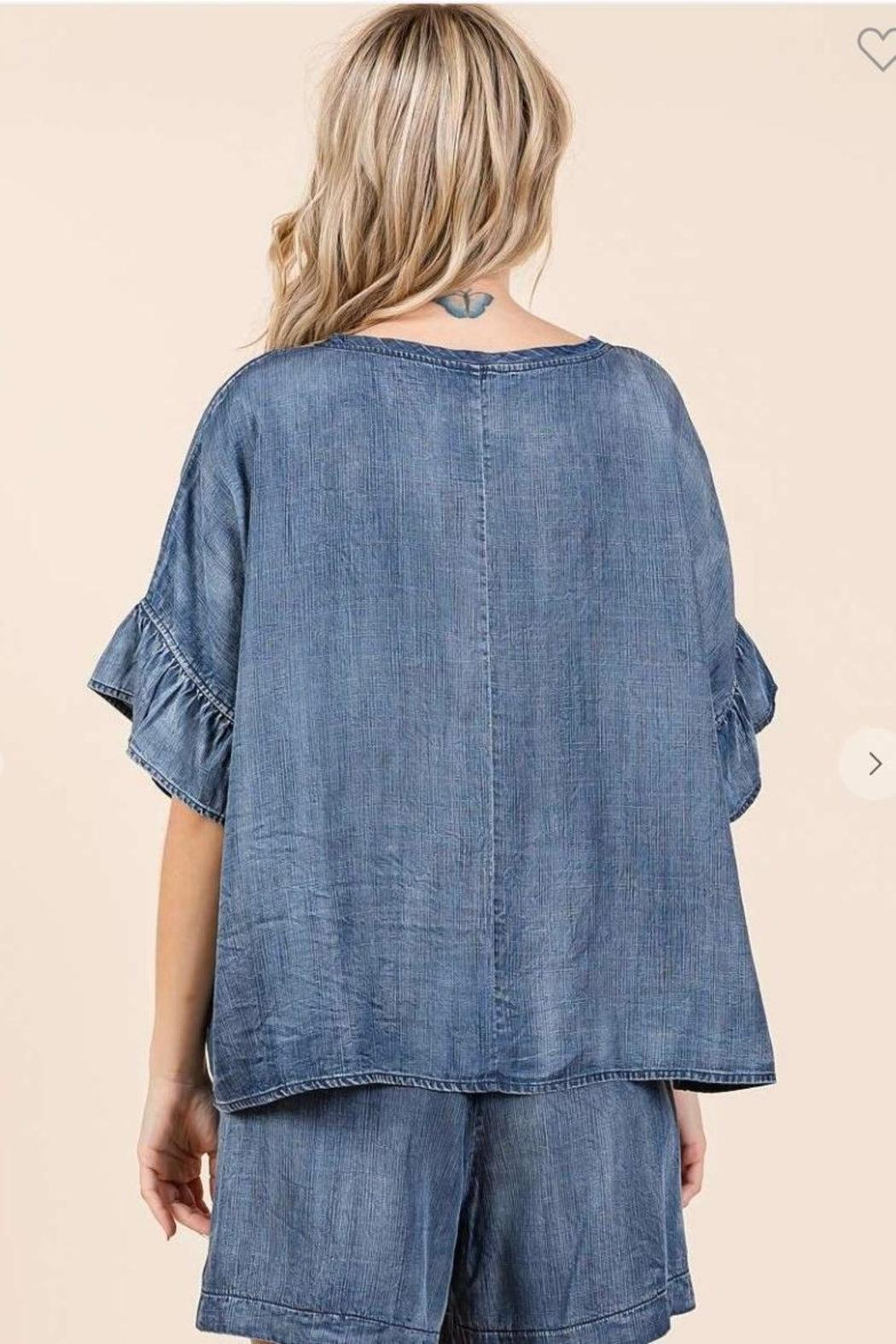Top, Washed Denim Product Image